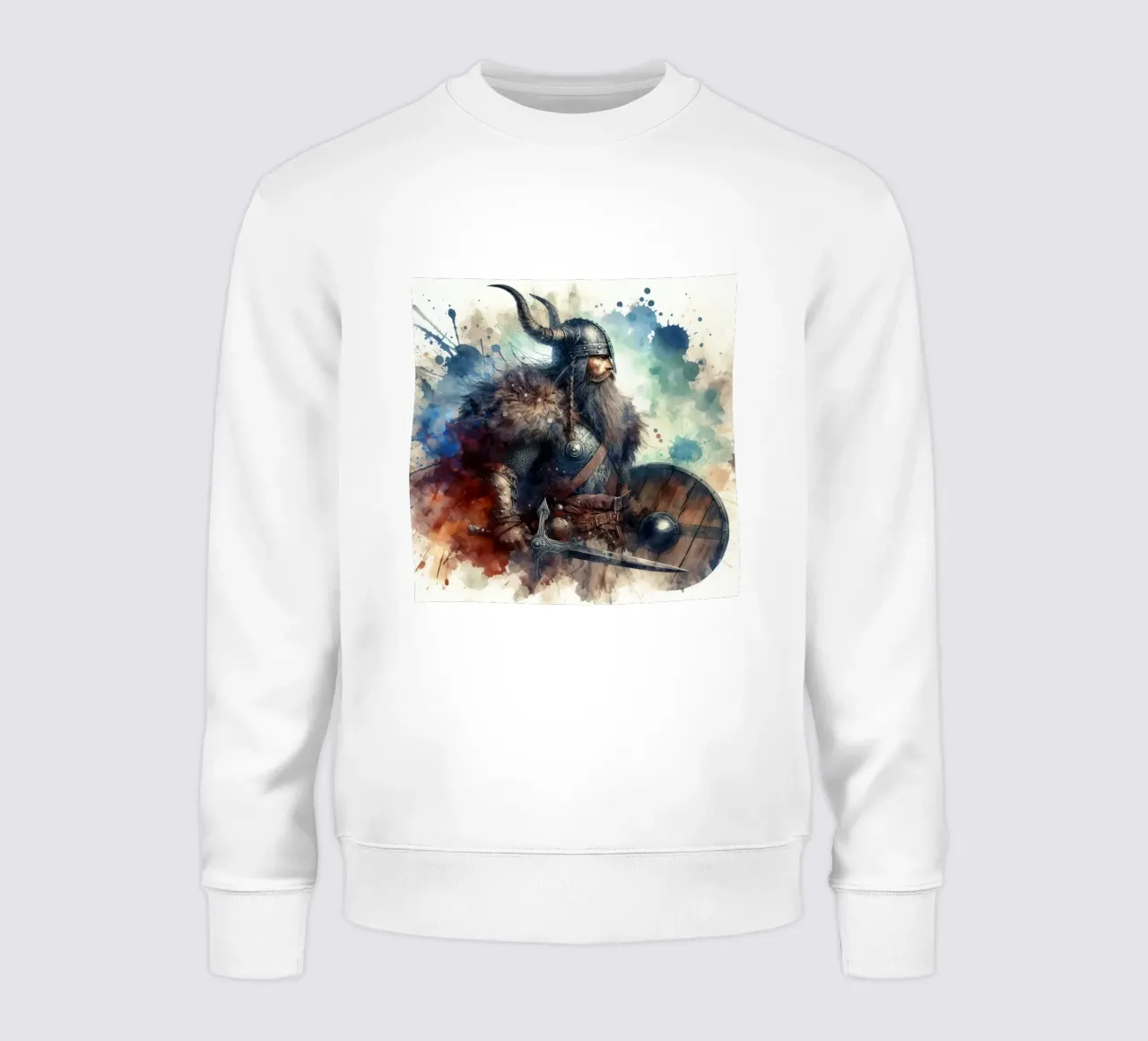 Wikinger-Krieger in Aquarell Sweatshirt von 🎁 ARTVI-SHOP