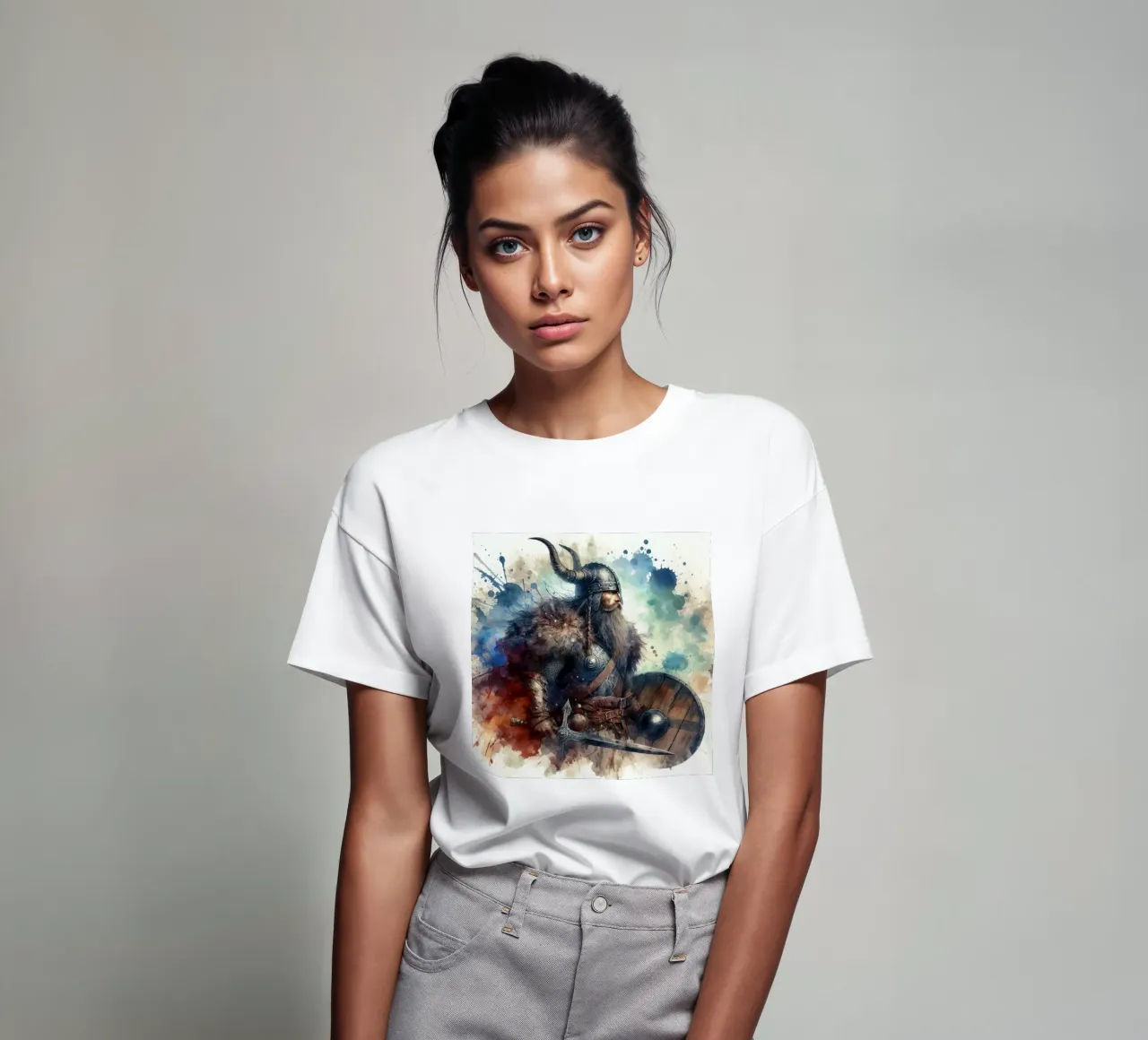 Wikinger-Krieger in Aquarell T-Shirt von 🎁 ARTVI-SHOP