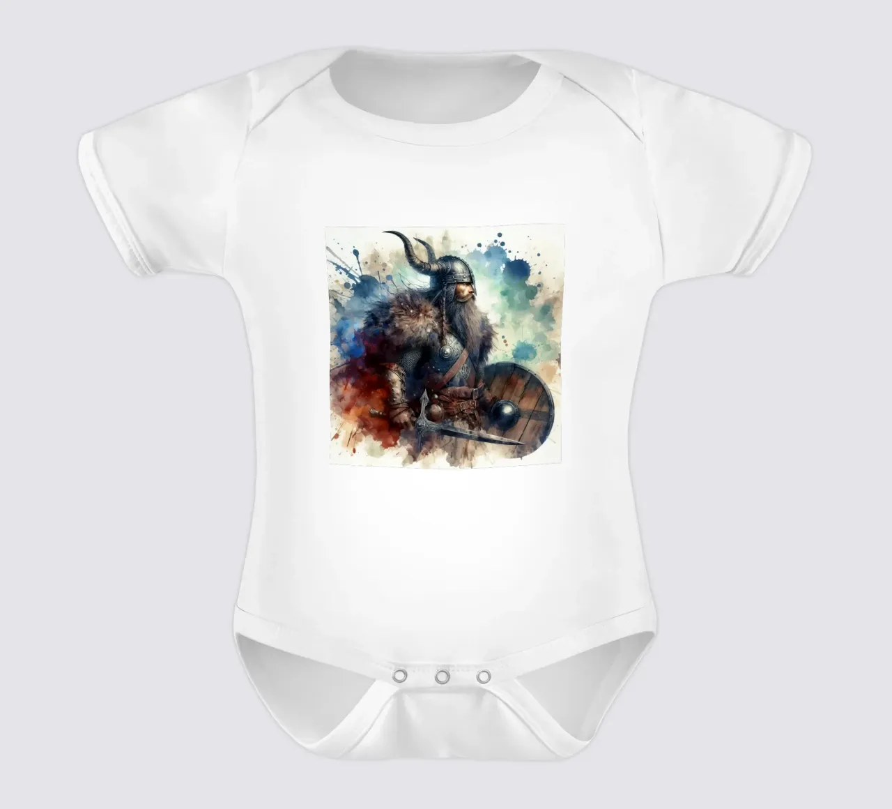 Wikinger-Krieger in Aquarell Kurzarm Babybody von ARTVI-SHOP