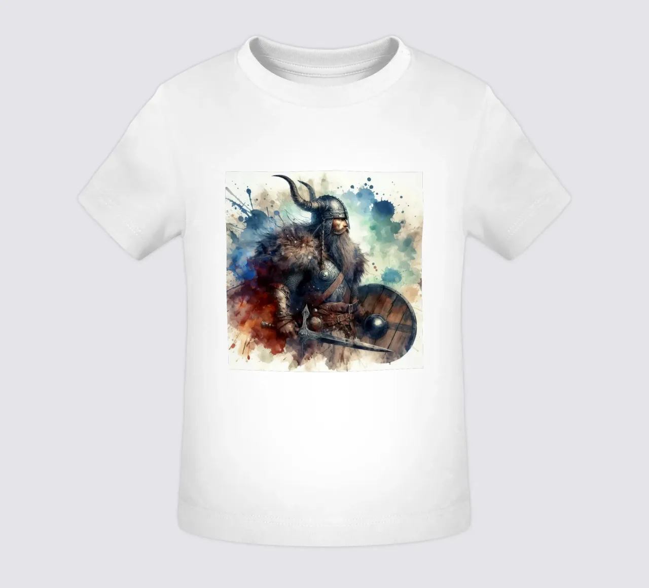 Viking warrior in watercolor baby t-shirt by 🎁 ARTVI-SHOP
