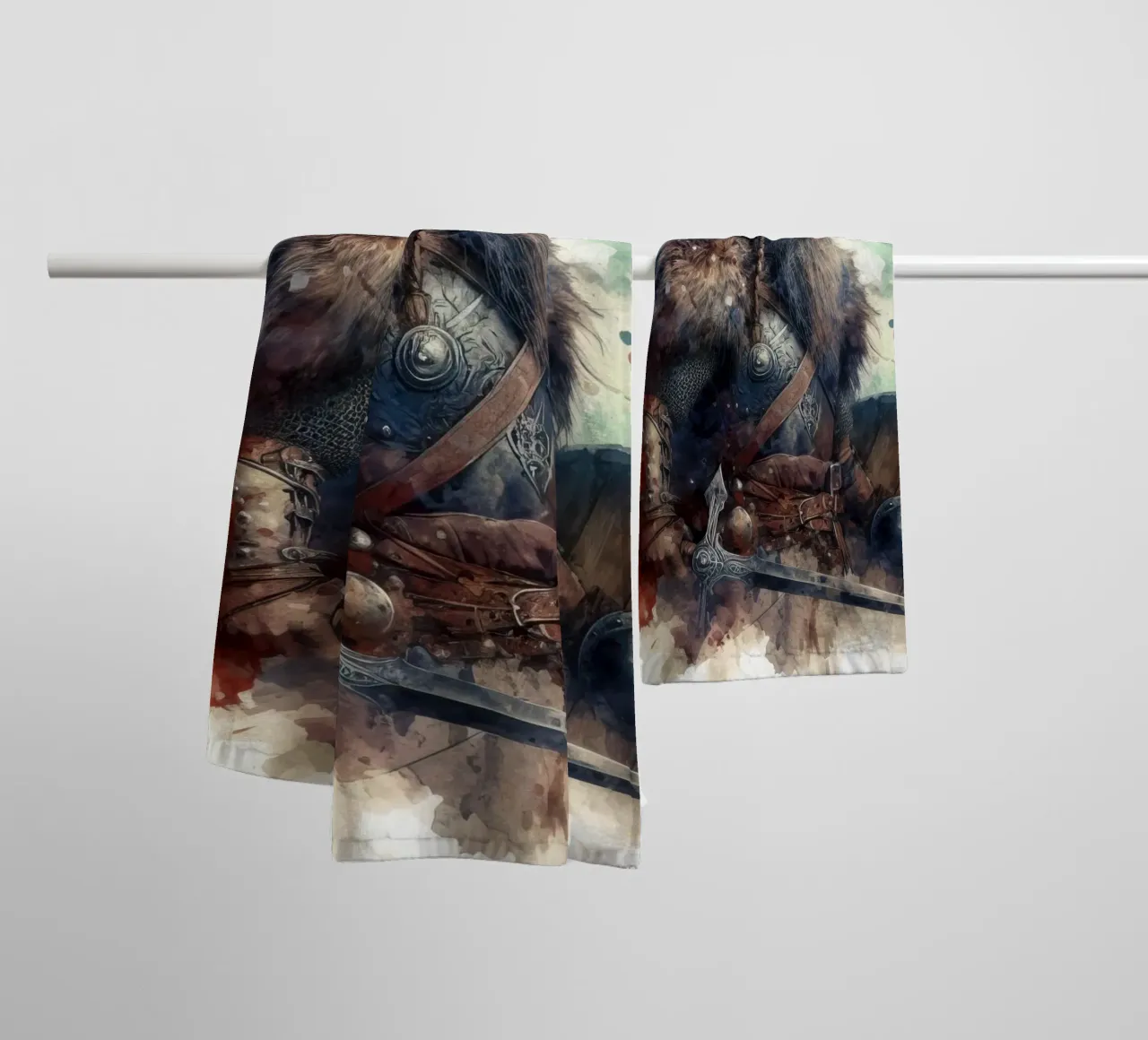 Wikinger-Krieger in Aquarell Handtuch von 🎁 ARTVI-SHOP