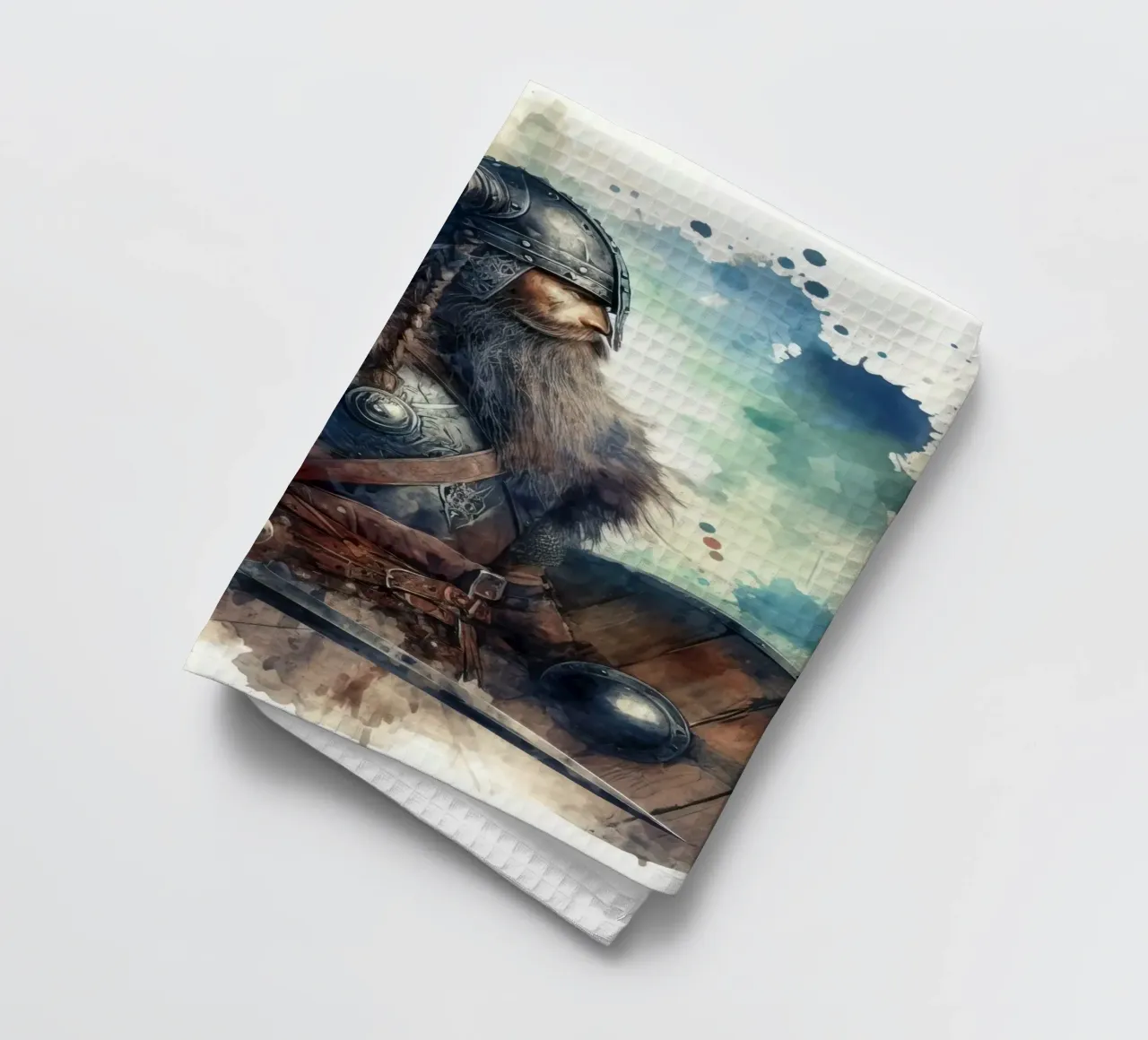 Wikinger-Krieger in Aquarell Geschirrtuch von 🎁 ARTVI-SHOP