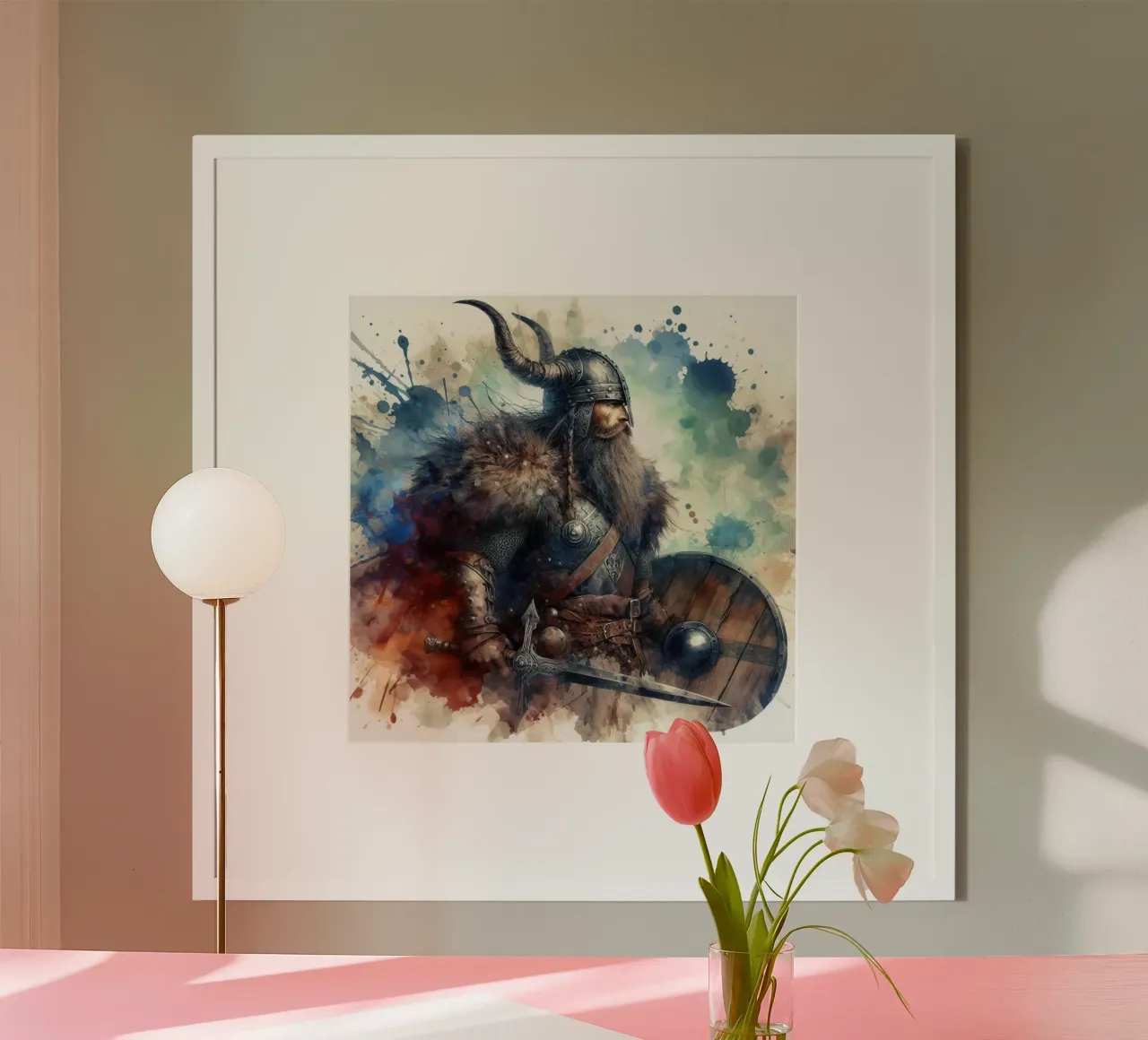 Wikinger-Krieger in Aquarell Hahnemühle von 🎁 ARTVI-SHOP