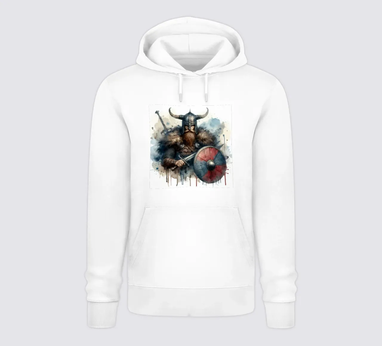 Guerriero vichingo ad acquerello felpa con cappuccio da 🎁 ARTVI-SHOP