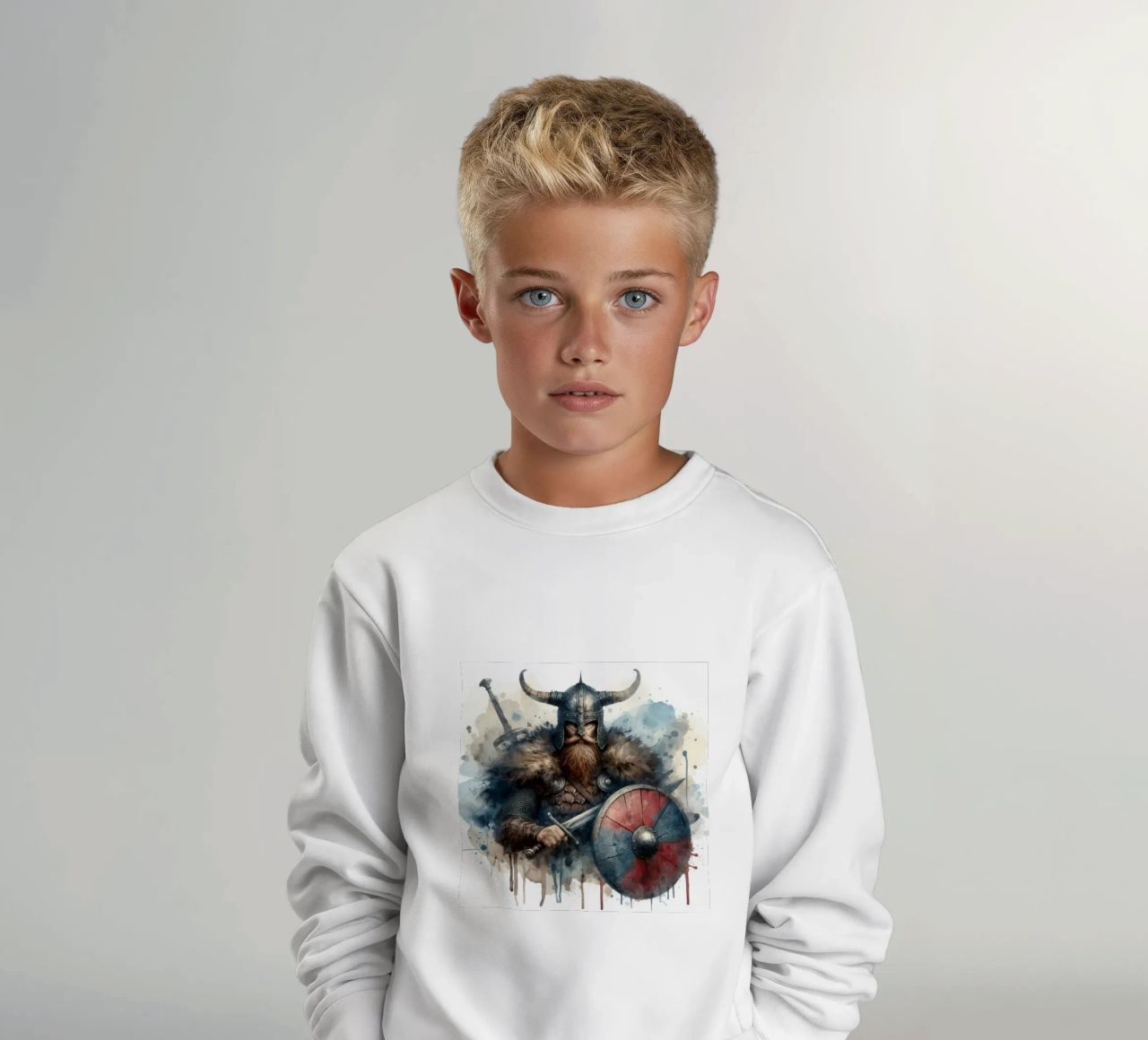 Vikingkrijger in aquarel kinder sweatshirt van ARTVI-SHOP