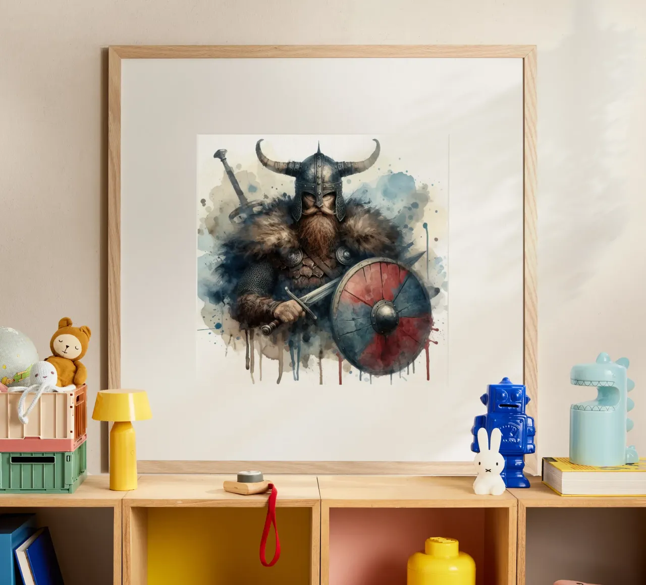 Wikinger-Krieger in Aquarell Poster von 🎁 ARTVI-SHOP