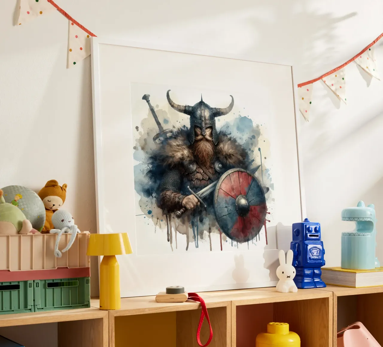 Wikinger-Krieger in Aquarell Poster von 🎁 ARTVI-SHOP