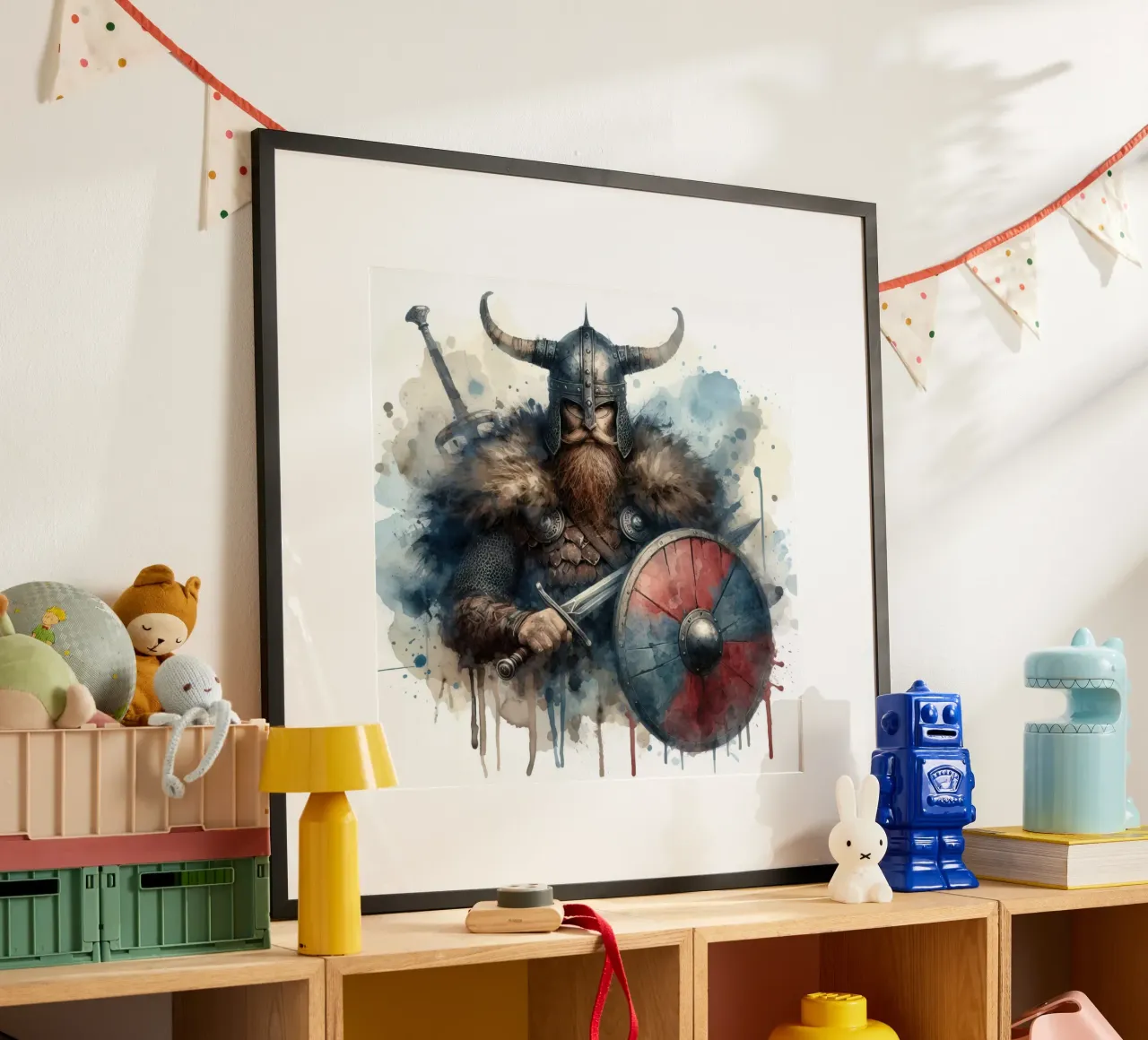 Wikinger-Krieger in Aquarell Poster von 🎁 ARTVI-SHOP
