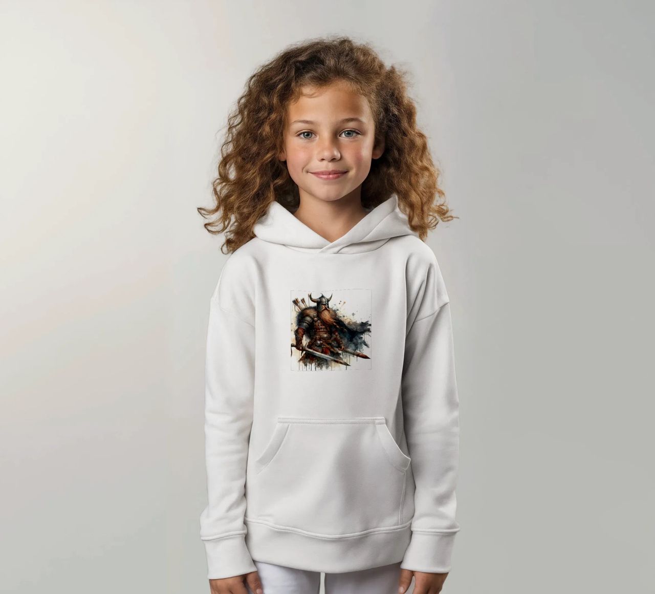 Vikingkrijger in aquarel kinder hoodie van ARTVI-SHOP