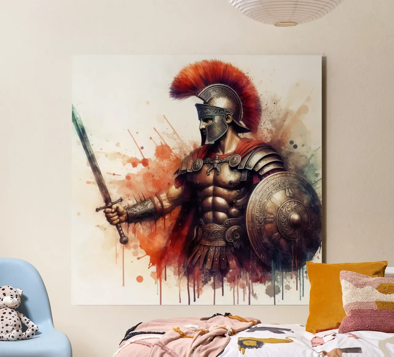 Guerriero romano in acquerello alluminio dibond da 🎁 ARTVI-SHOP