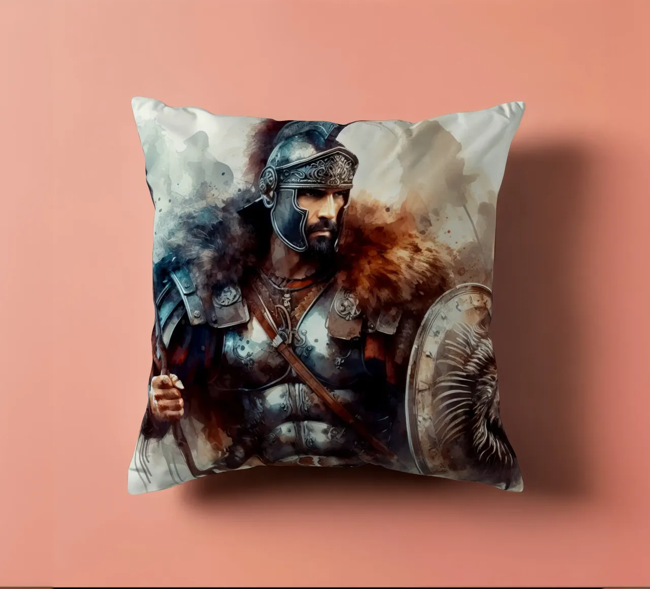 Guerriero romano in acquerello cuscino da 🎁 ARTVI-SHOP