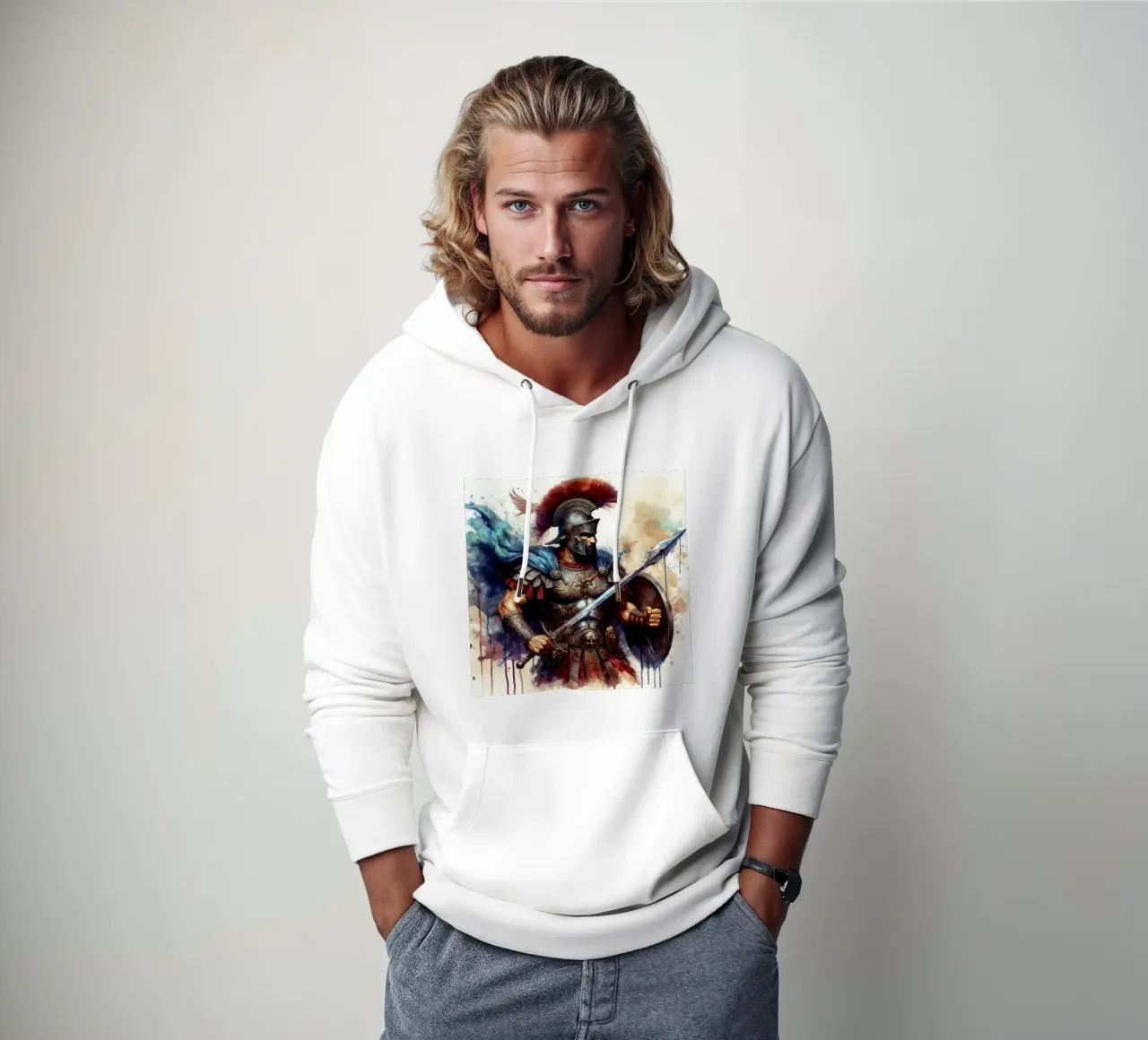Guerriero romano in acquerello felpa con cappuccio da 🎁 ARTVI-SHOP