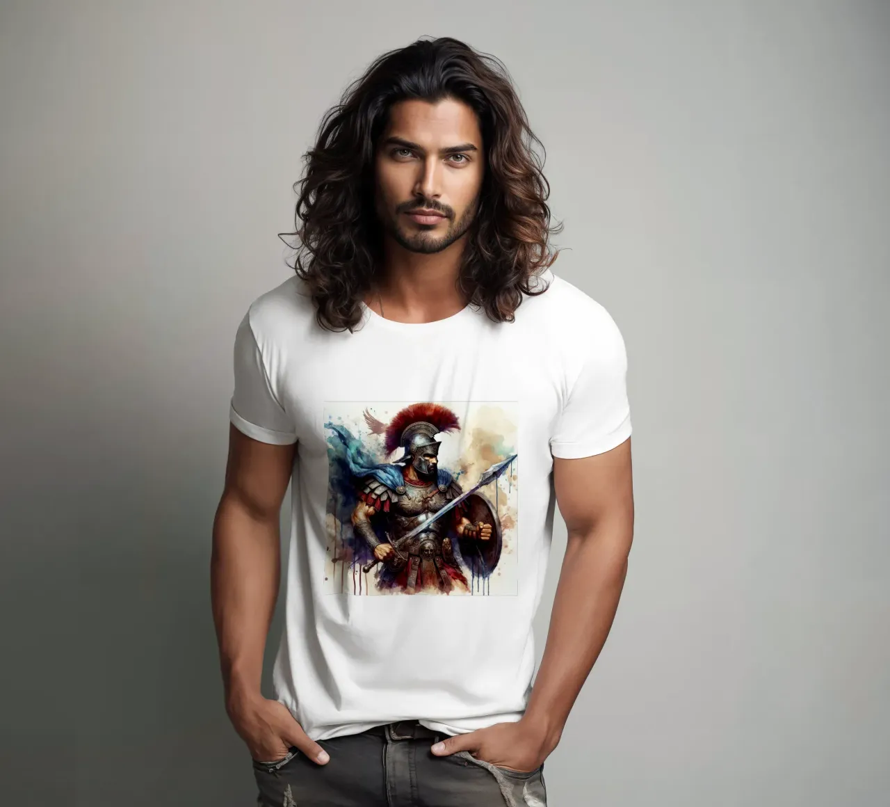Guerriero romano in acquerello t-shirt da 🎁 ARTVI-SHOP