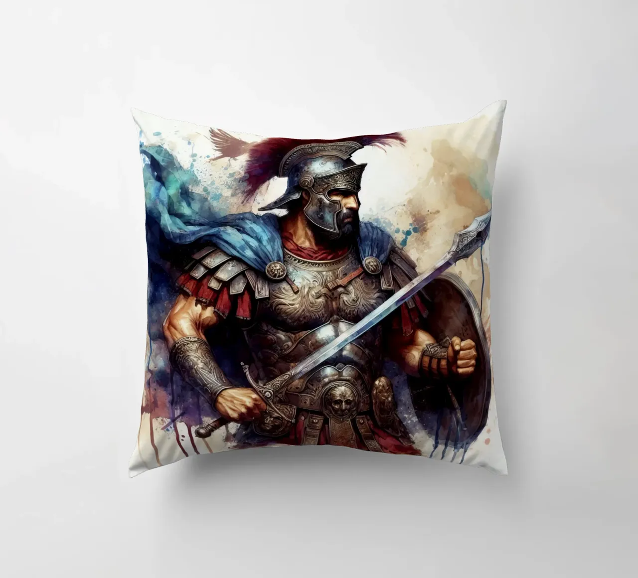 Guerriero romano in acquerello cuscino da 🎁 ARTVI-SHOP