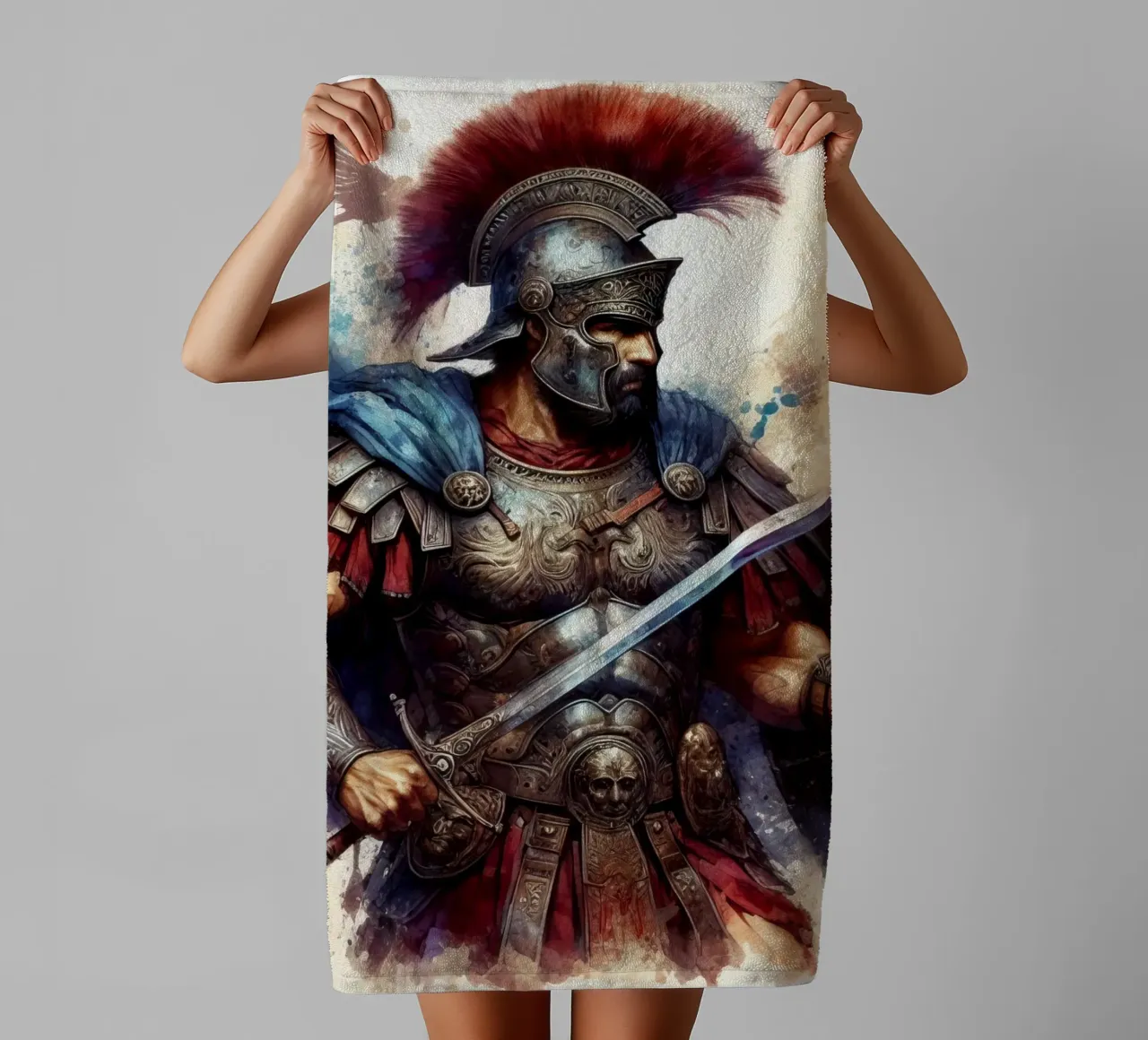 Guerriero romano in acquerello asciugamano da bagno da 🎁 ARTVI-SHOP