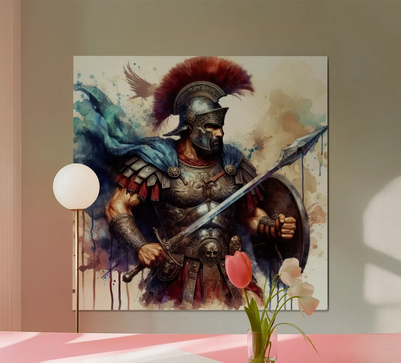 Guerriero romano in acquerello poster con telaio in plastica da 🎁 ARTVI-SHOP