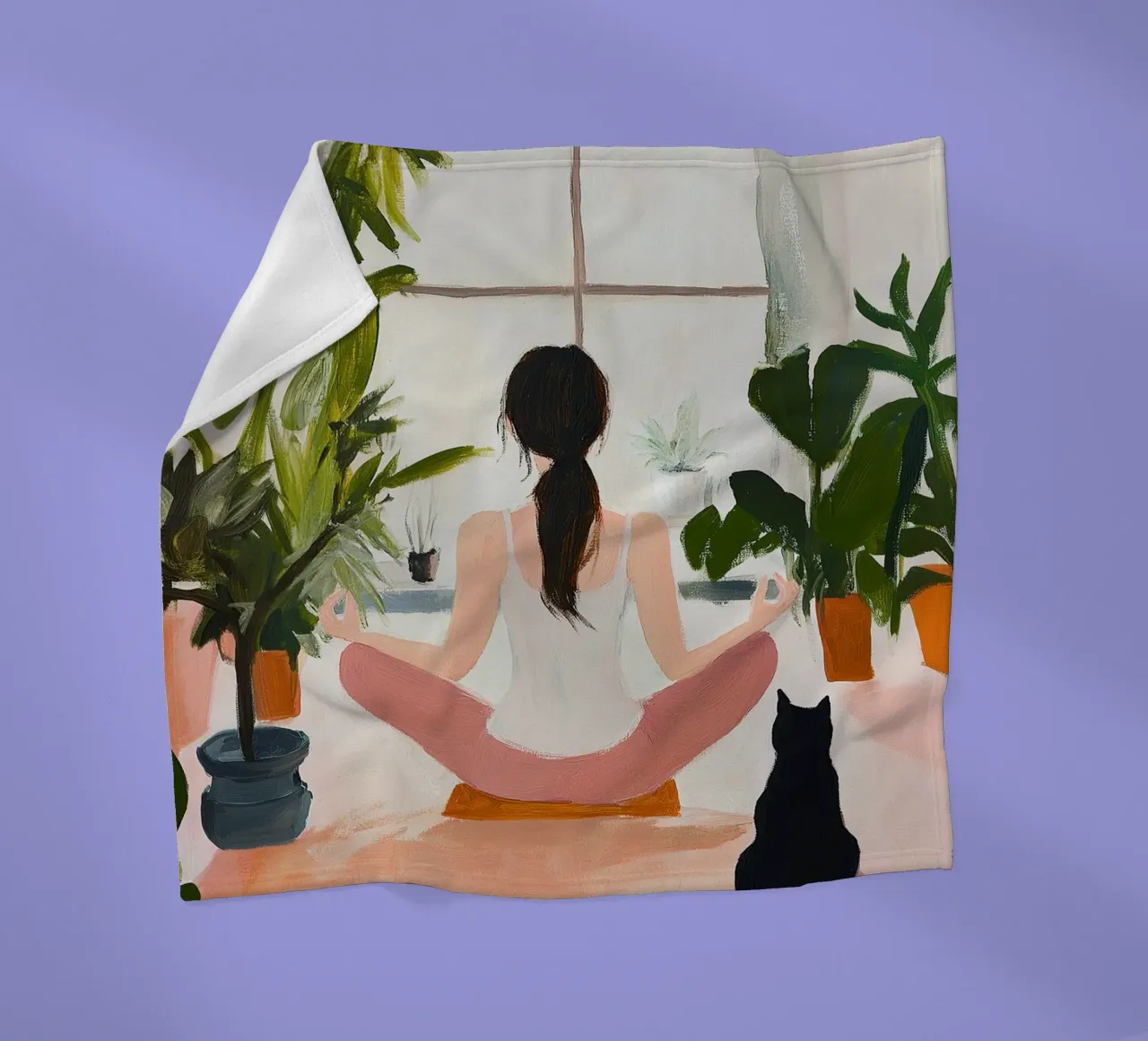 Yoga Chat Prendre soin de soi plaid polaire de Euphoria Theresa
