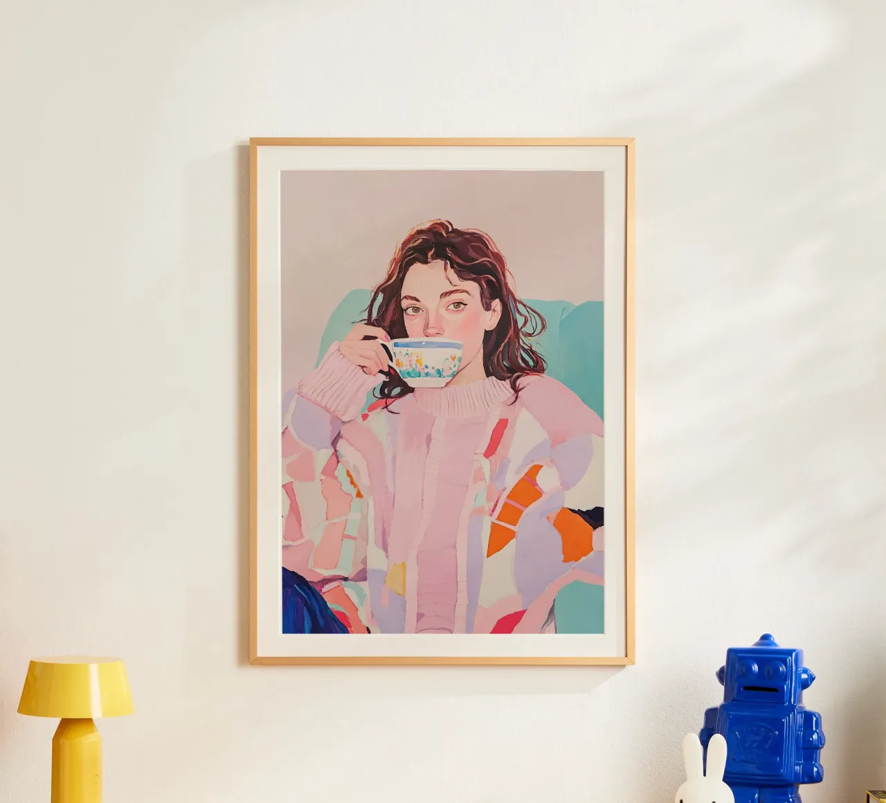 Tè rosa femminista I poster con telaio in alluminio da Euphoria Theresa
