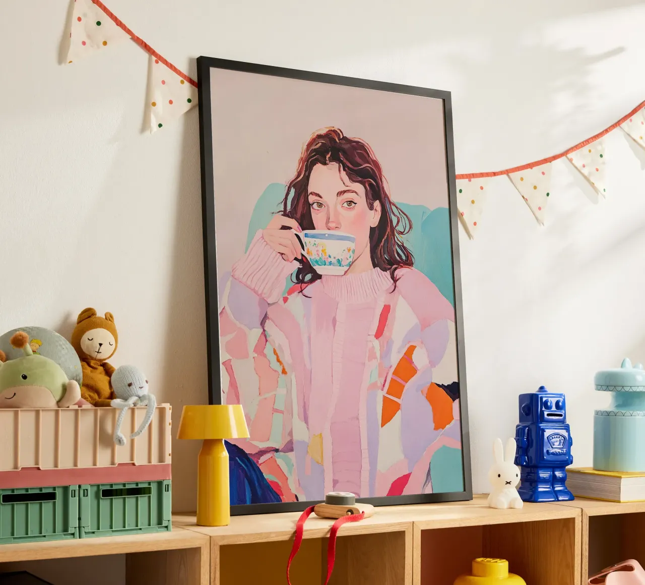 Tè rosa femminista I poster con telaio in alluminio da Euphoria Theresa