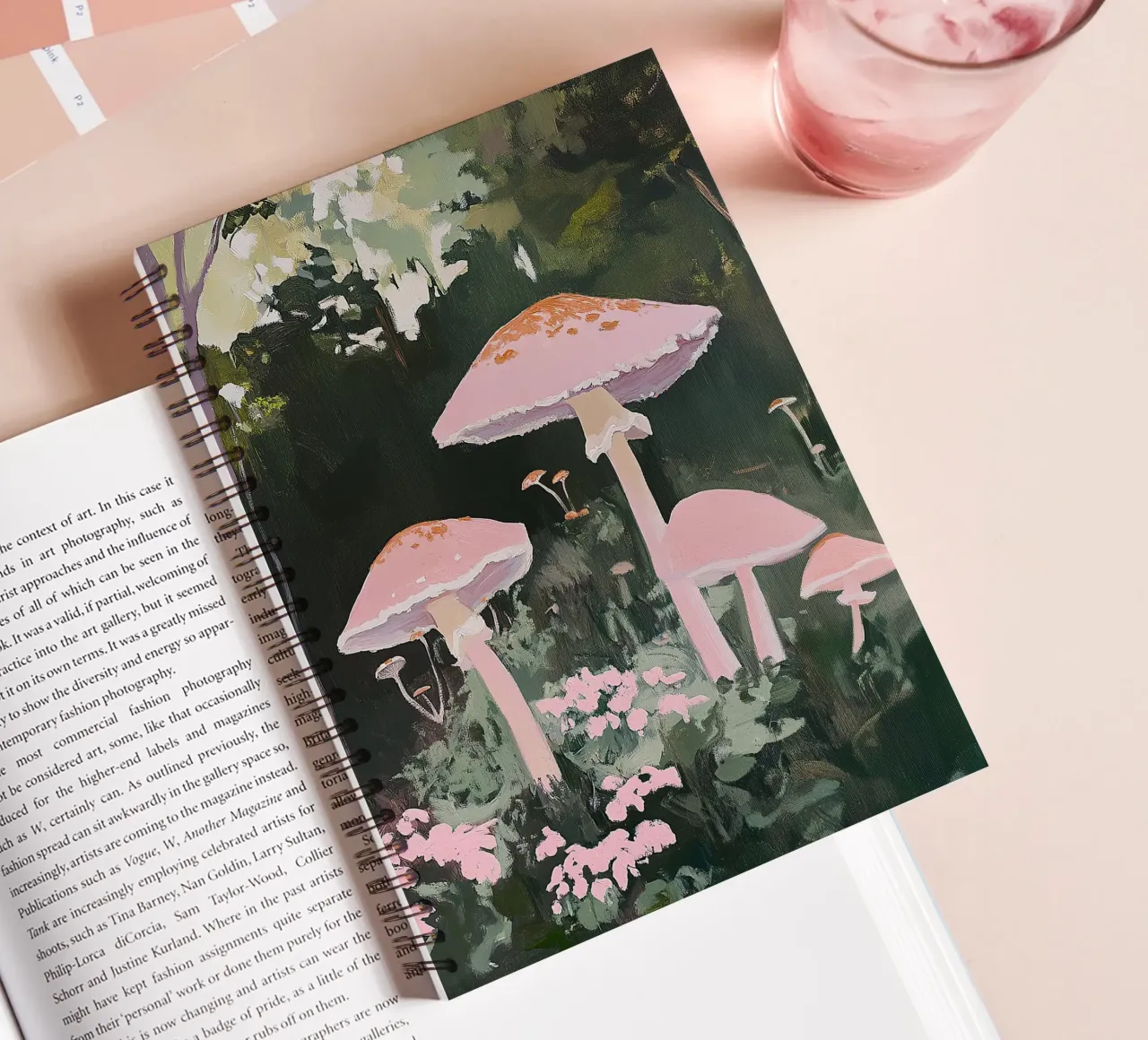 Setas Pilze Wald Rosa Rosa I cuaderno de espiral de Euphoria Theresa