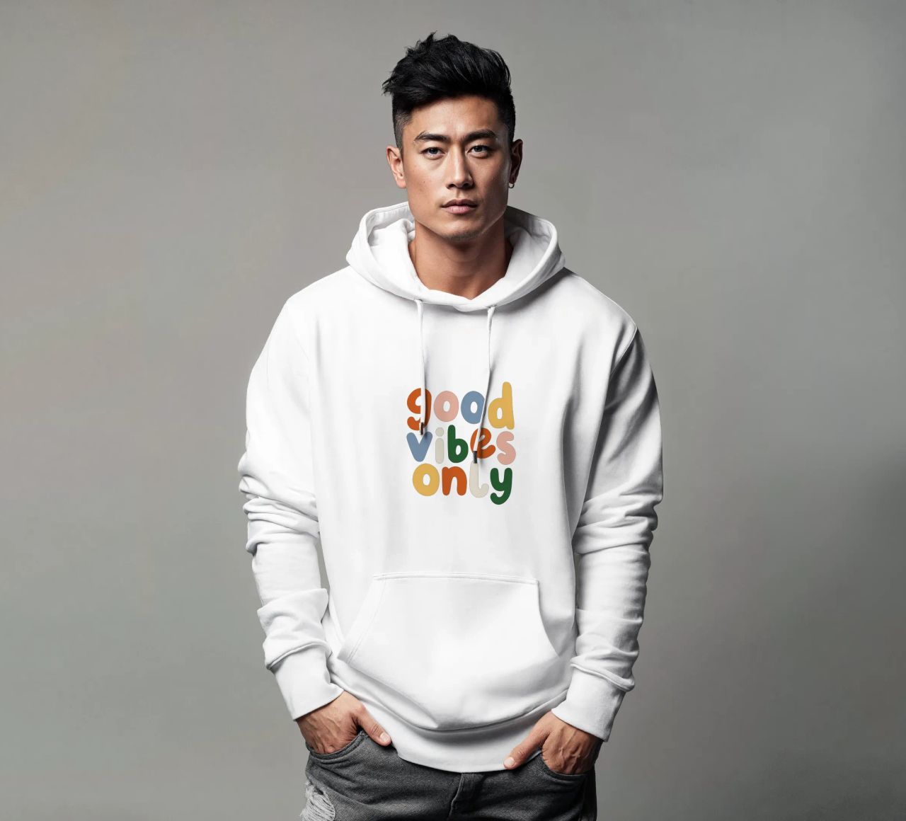 Good Vibes Only Colourful Typografie Design felpa con cappuccio da THE MOTIVATED TYPE