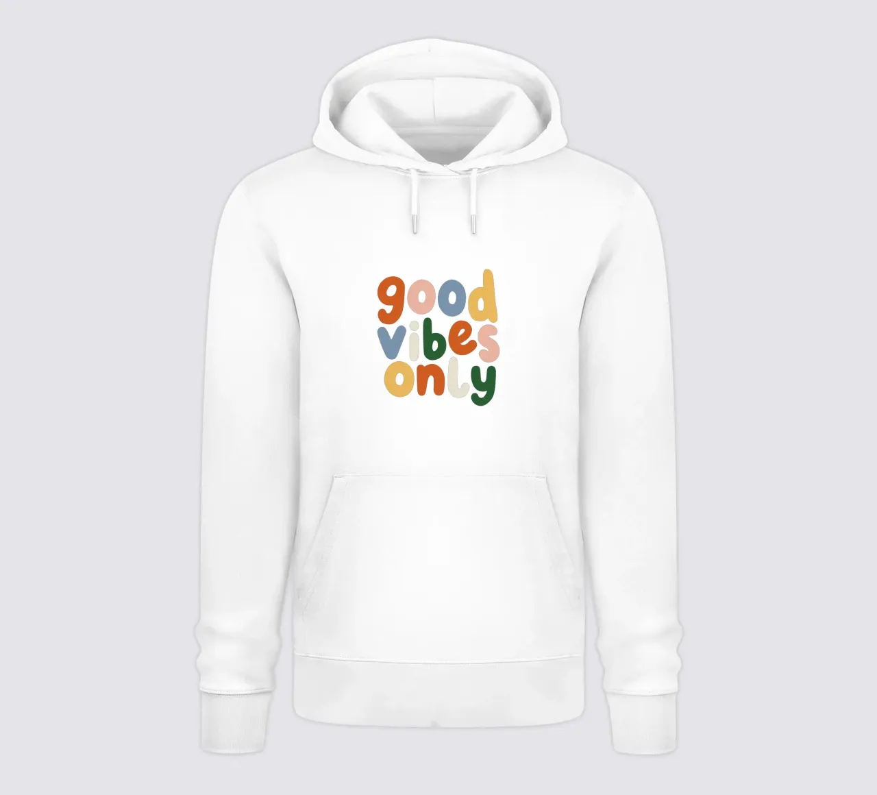 Good Vibes Alleen Kleurrijk Typografie Ontwerp hoodie van THE MOTIVATED TYPE