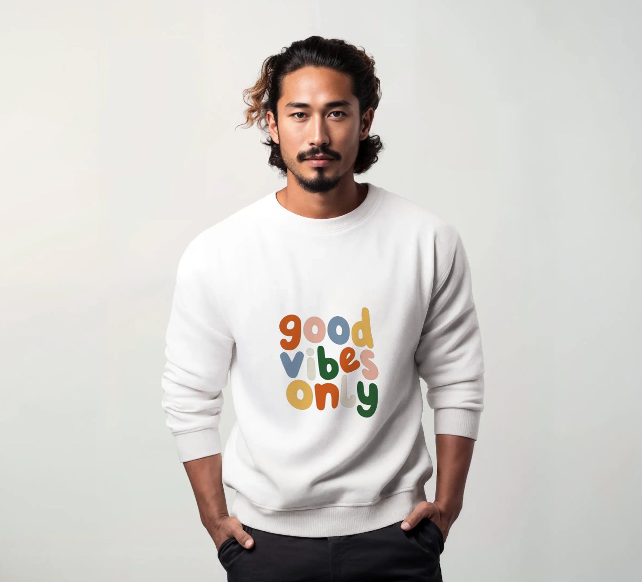 Good Vibes Only Colourful Typografie Design felpa da THE MOTIVATED TYPE