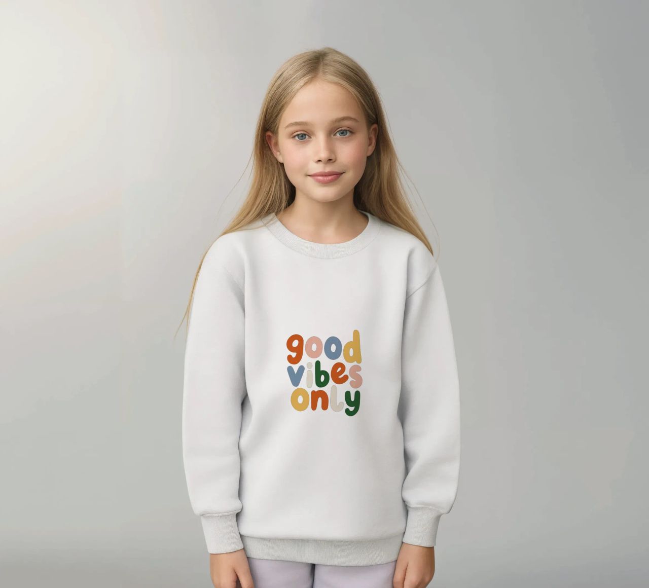 Good Vibes Only Colourful Typografie Design felpa bambino da THE MOTIVATED TYPE