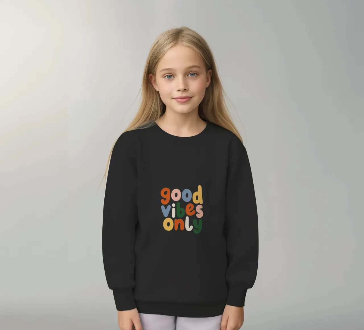 Good Vibes Only Colourful Typografie Design felpa bambino da THE MOTIVATED TYPE