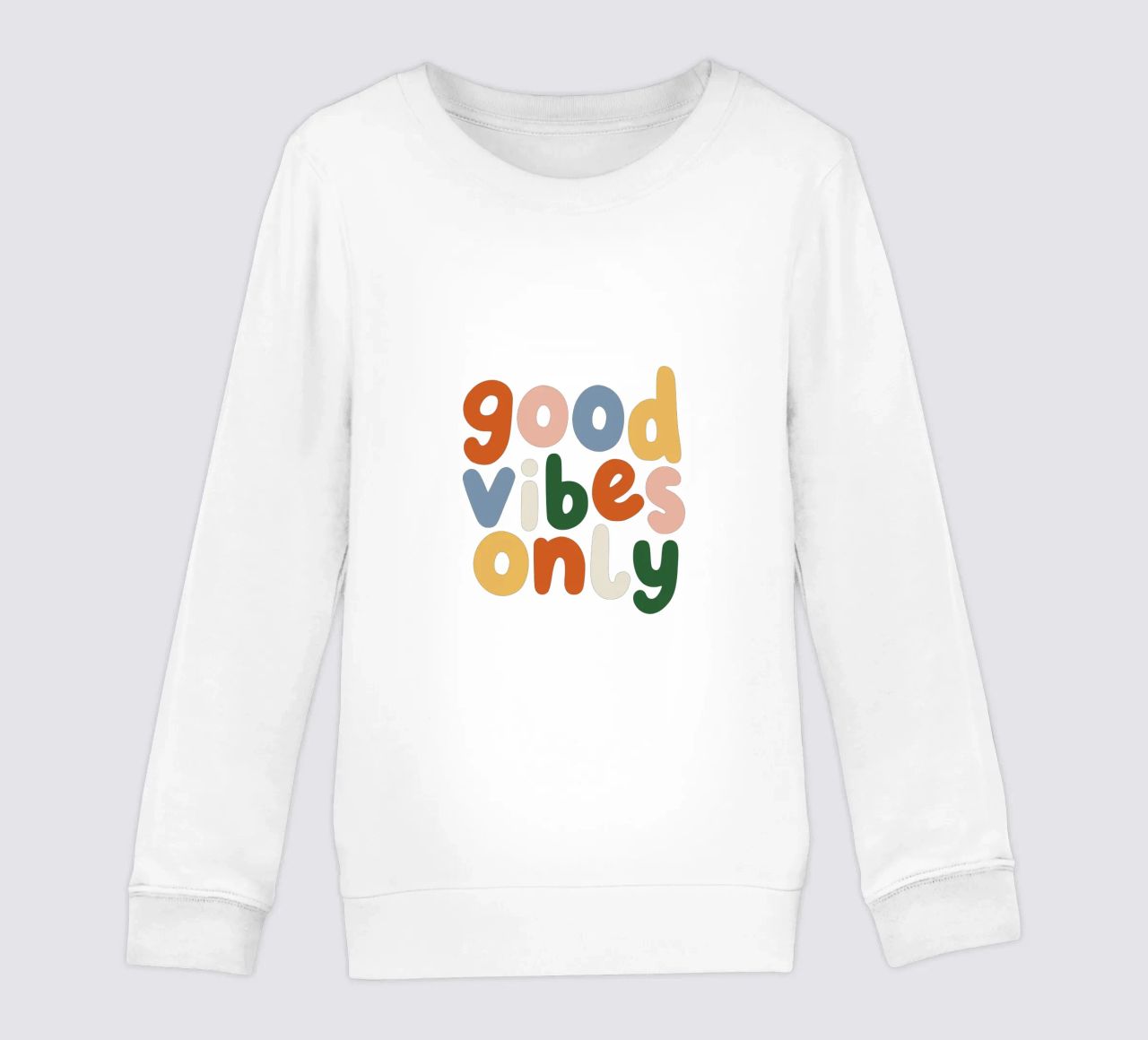 Good Vibes Only Colourful Typografie Design felpa bambino da THE MOTIVATED TYPE