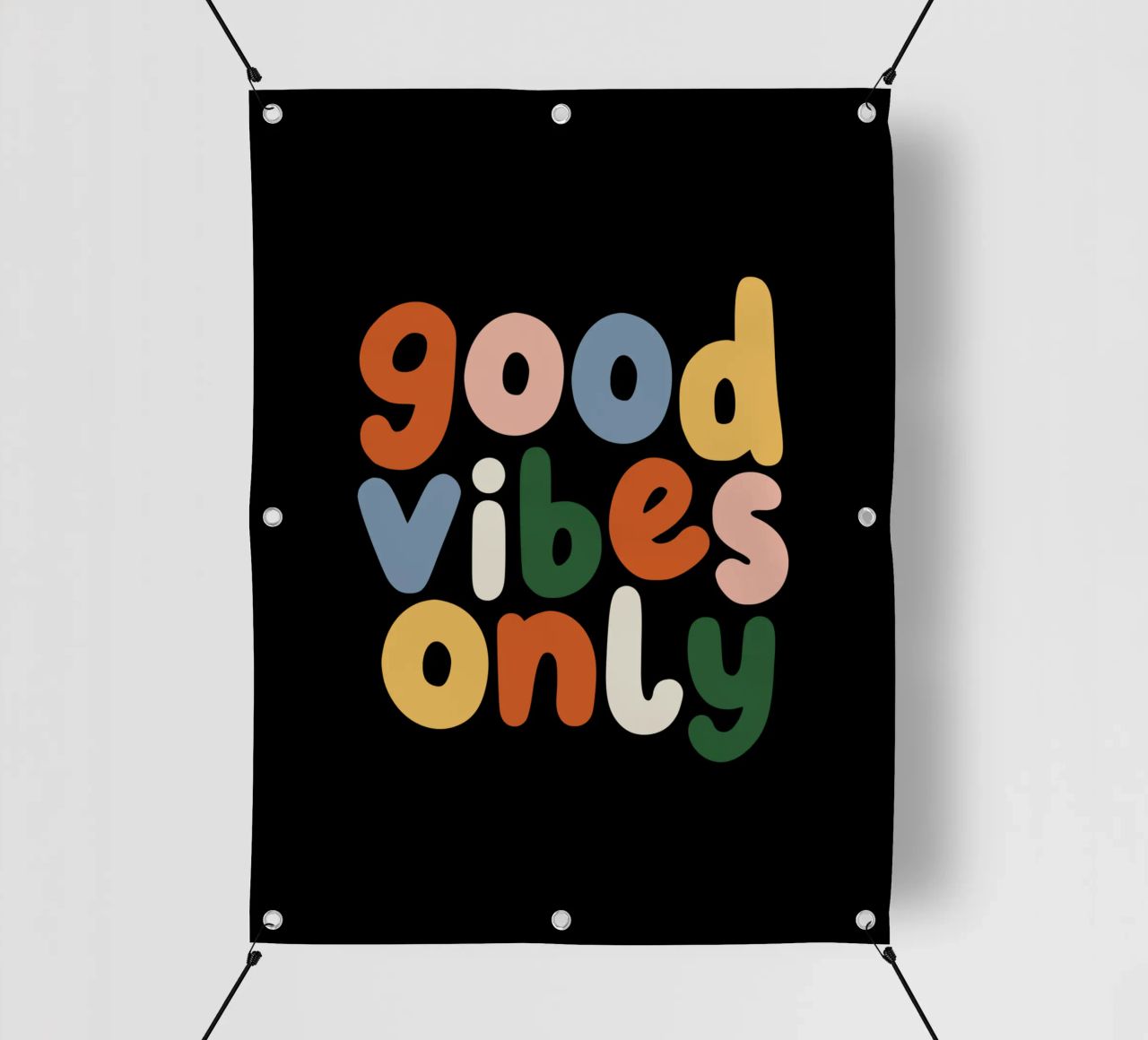 Good Vibes Only Colourful Typografie Design telo in pvc da THE MOTIVATED TYPE