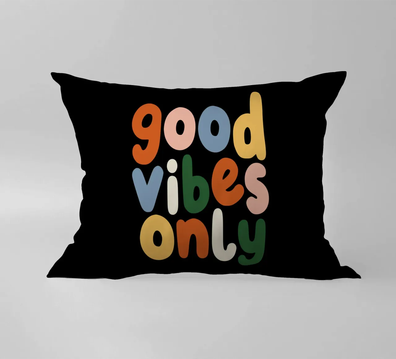 Good Vibes Only Colourful Typografie Design decorative cushion by THE MOTIVATED TYPE