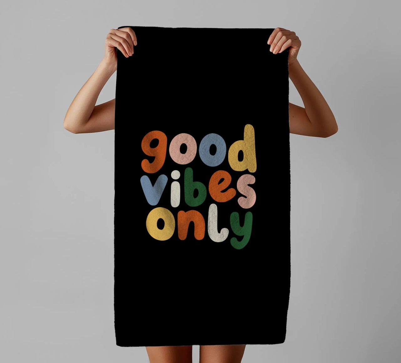 Good Vibes Only Colourful Typografie Design asciugamano da bagno da THE MOTIVATED TYPE