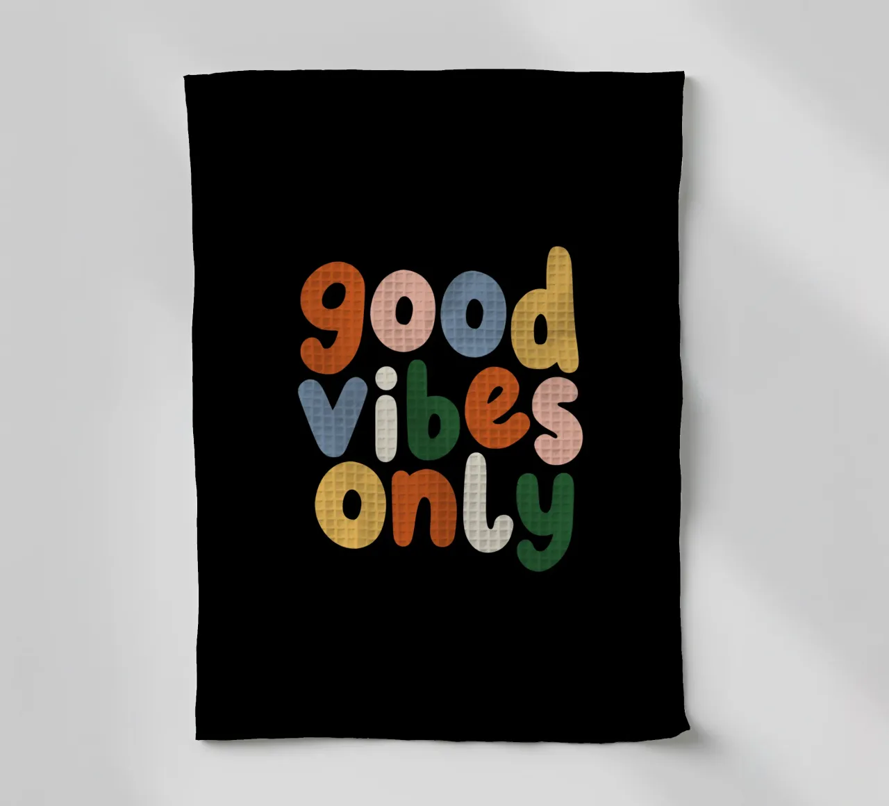 Good Vibes Only Colourful Typografie Design torchon de THE MOTIVATED TYPE