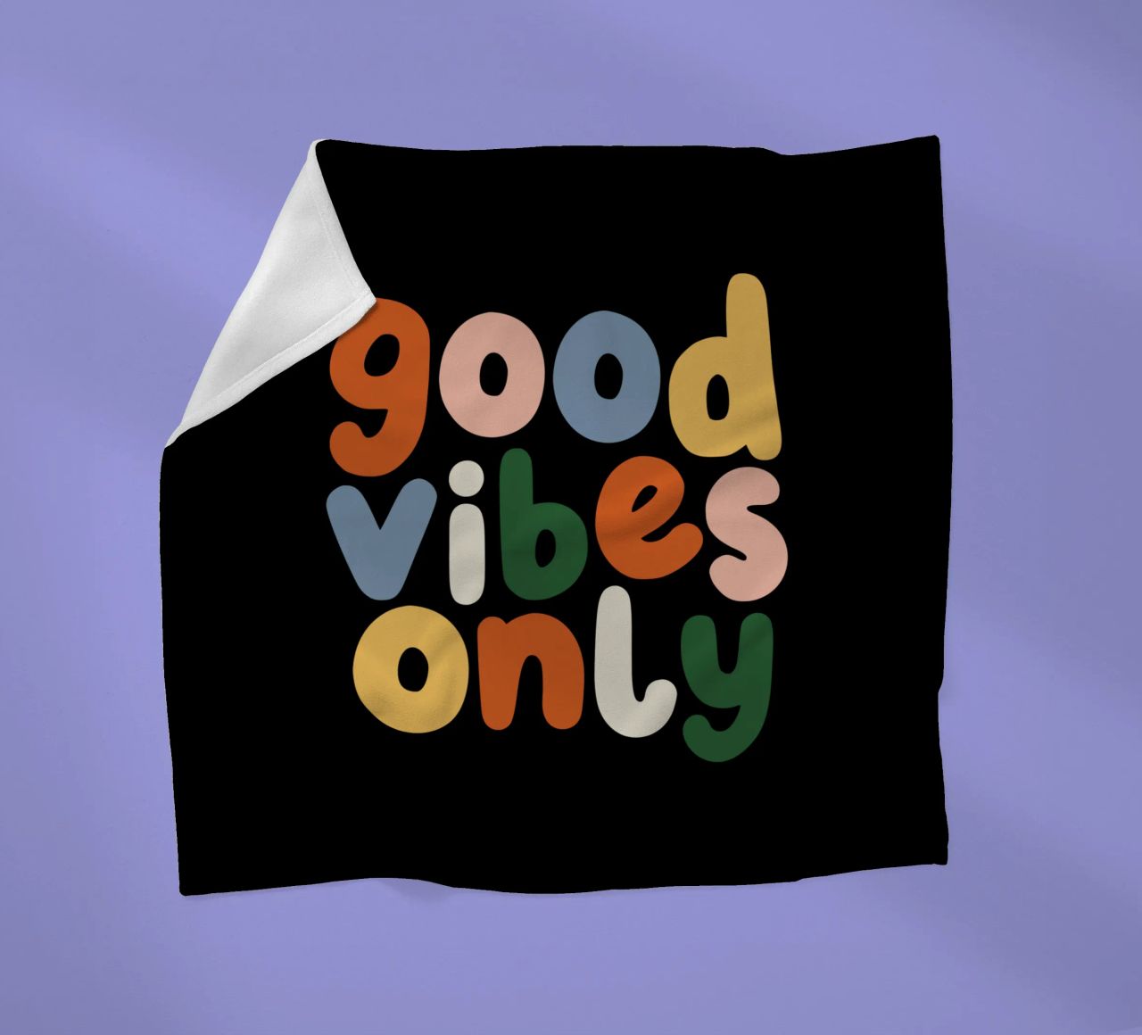 Good Vibes Only Colourful Typografie Design coperta in pile da THE MOTIVATED TYPE