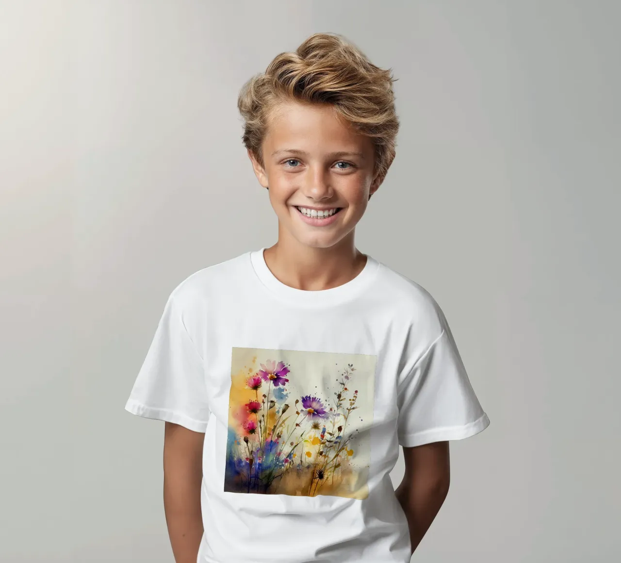 Meadow full of flowers kids t-shirt by Justyna Jaszke JBJart