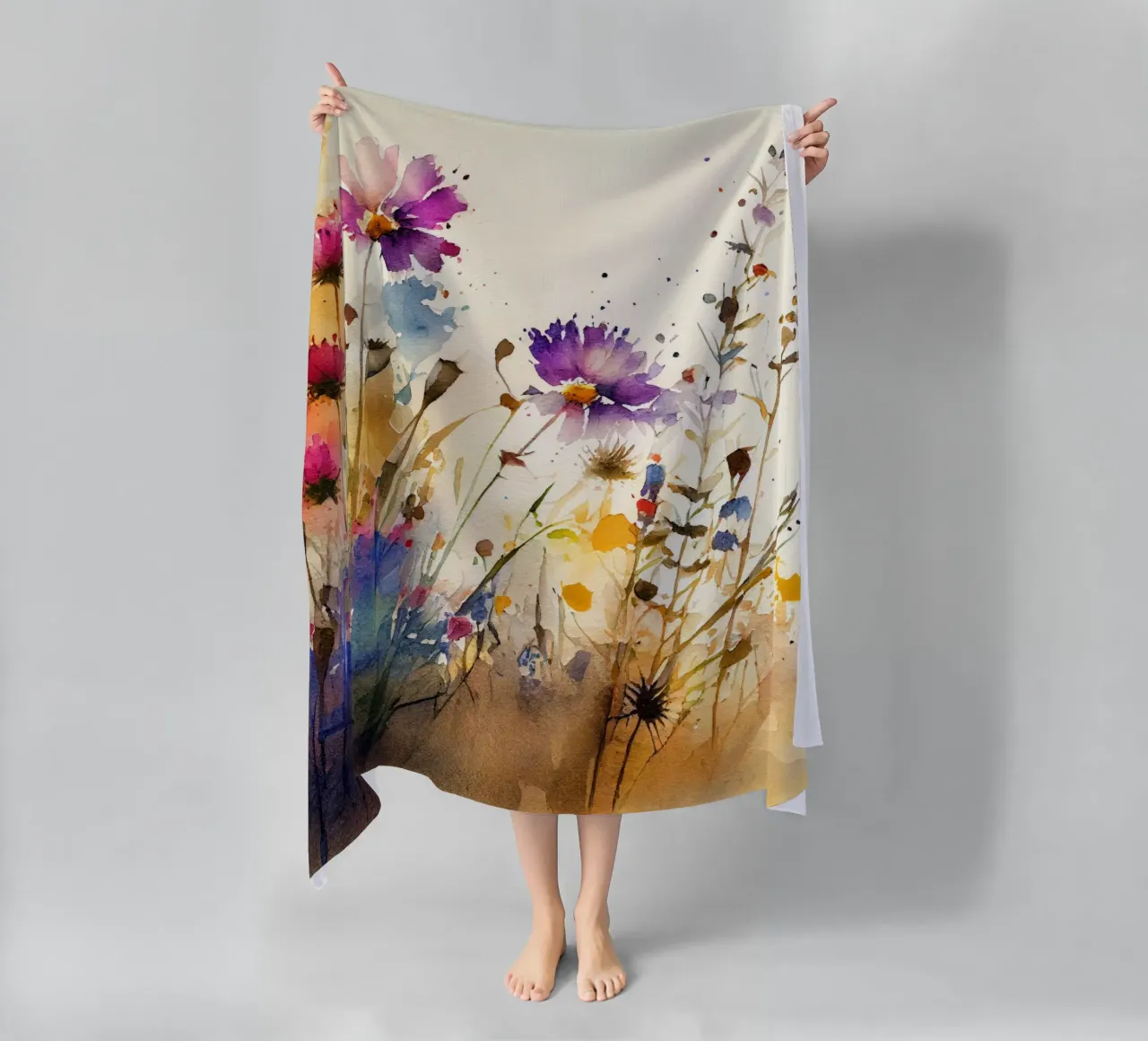 Meadow full of flowers beach towel by Justyna Jaszke JBJart