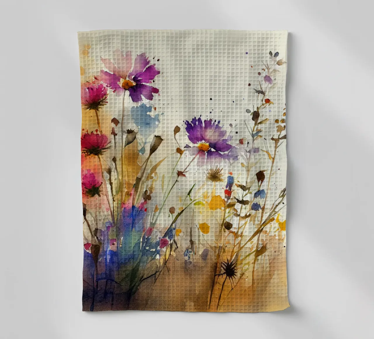 Meadow full of flowers tea towel by Justyna Jaszke JBJart