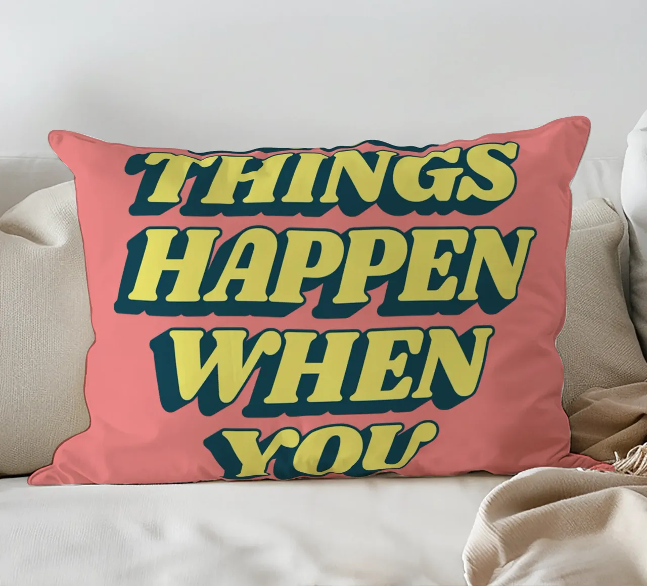 Good Things Happen When You Try Typography Design decorative cushion by THE MOTIVATED TYPE
