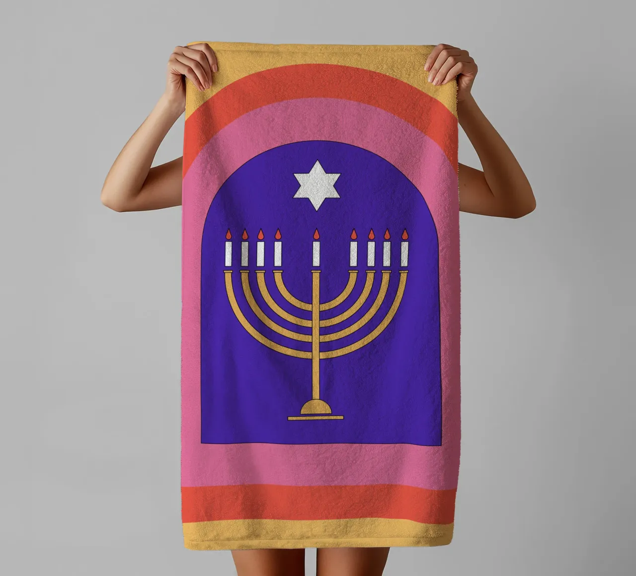 Celebrate Hanukkah with retro style asciugamano da bagno da galihstudio