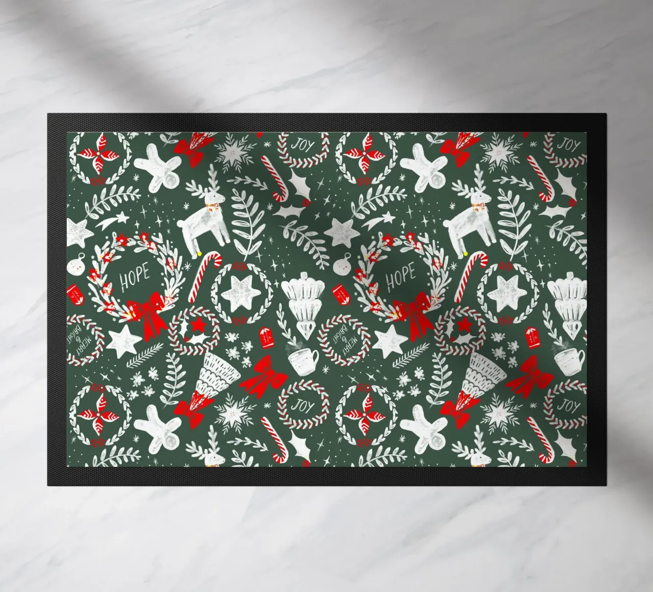 Magical Christmas Pattern - Dark Green and White zerbino da anisillustration