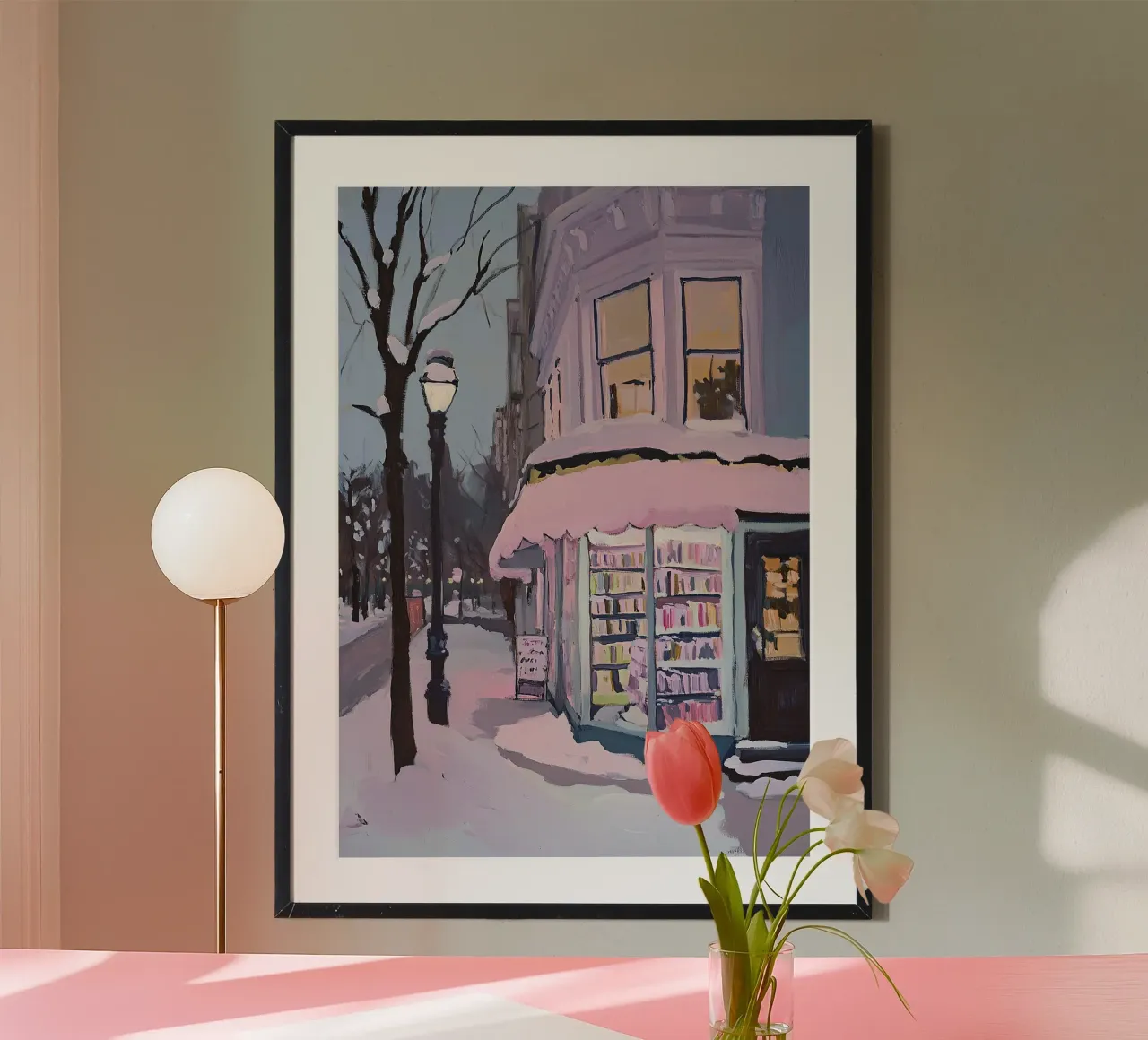 Libri Libreria Neve Inverno I poster con telaio in alluminio da Euphoria Theresa