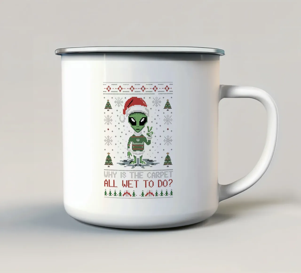 Why is the carpet all wet? Emaille Tasse von edsonramosart