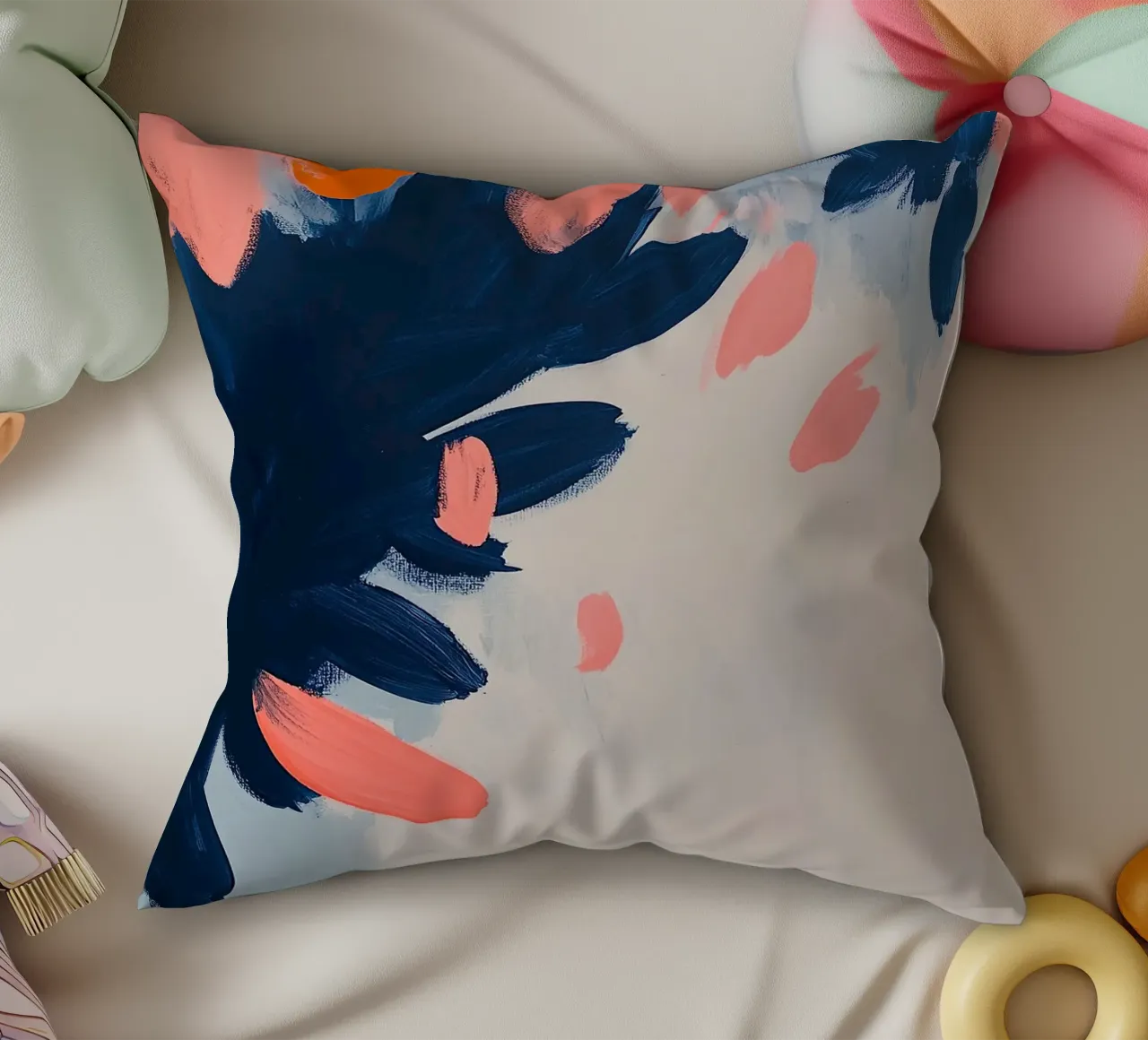Astratto Arancione Blu I cuscino da Euphoria Theresa