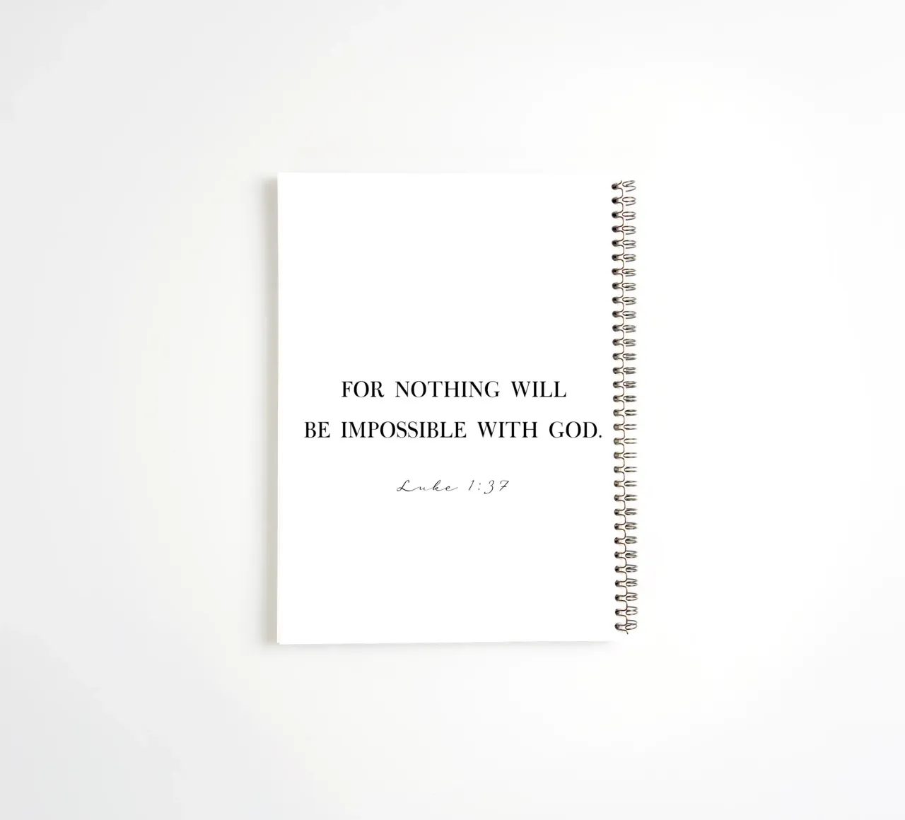 For nothing will be impossible with God quote spiral notebook by Paigaam Studio