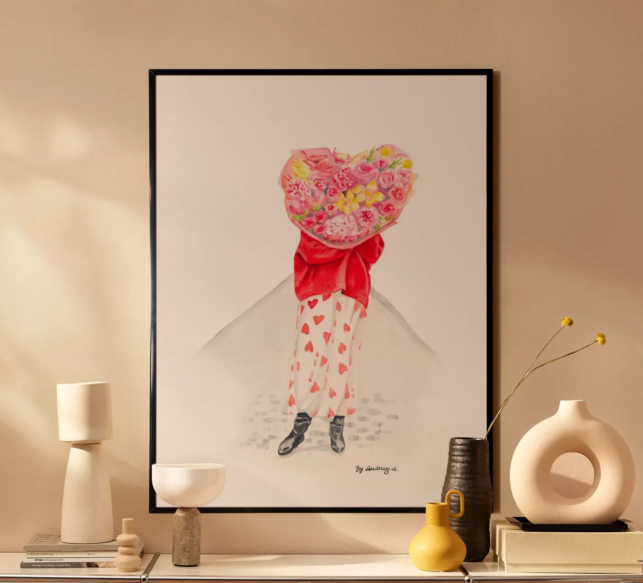 Valentine'S Day in Paris poster con telaio in plastica da byaudreyd