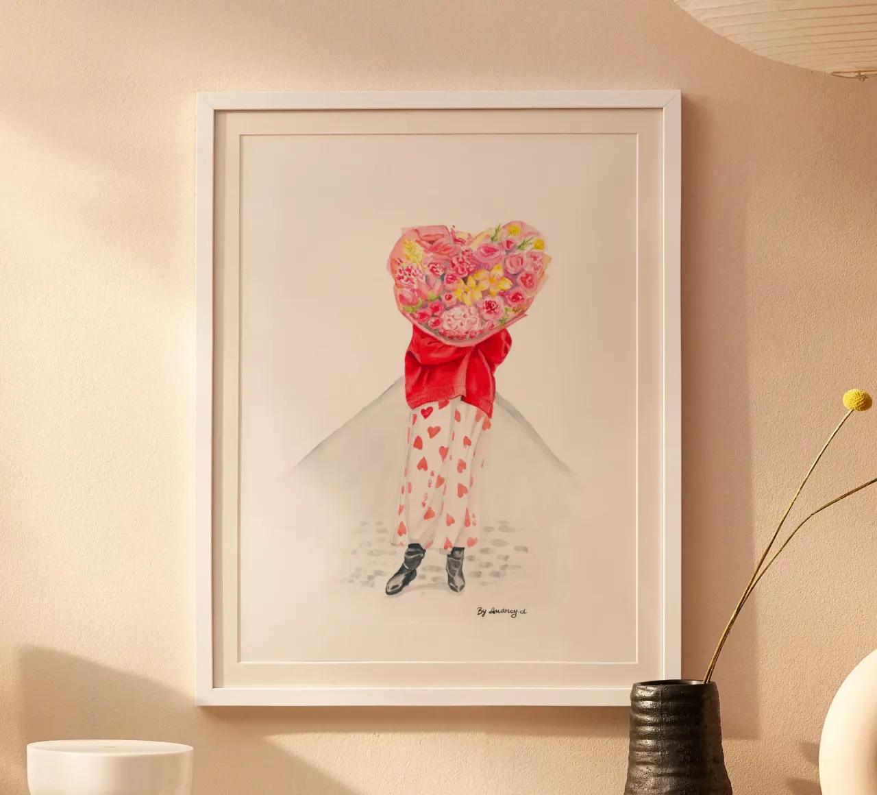 Valentine'S Day in Paris poster con telaio in plastica da byaudreyd