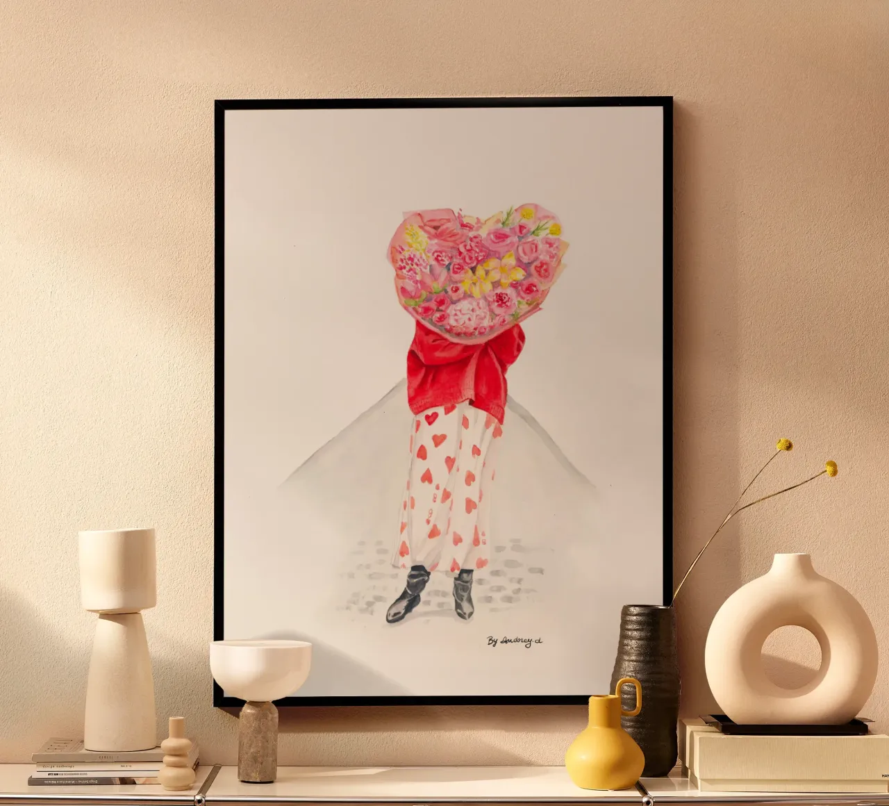Valentine'S Day in Paris poster con telaio in plastica da byaudreyd