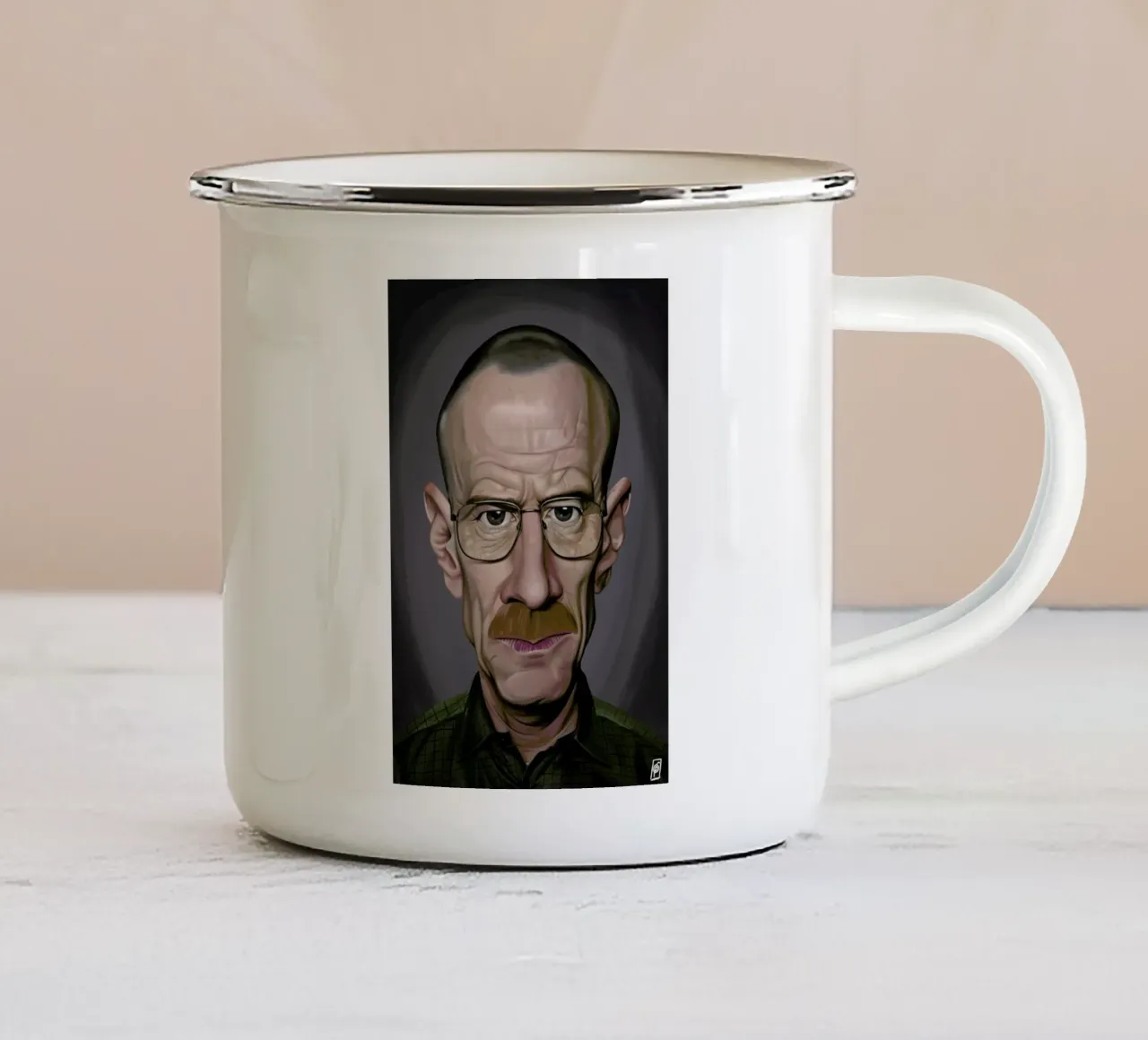 Bryan Cranston tazza in smalto da Rob Art | Illustration