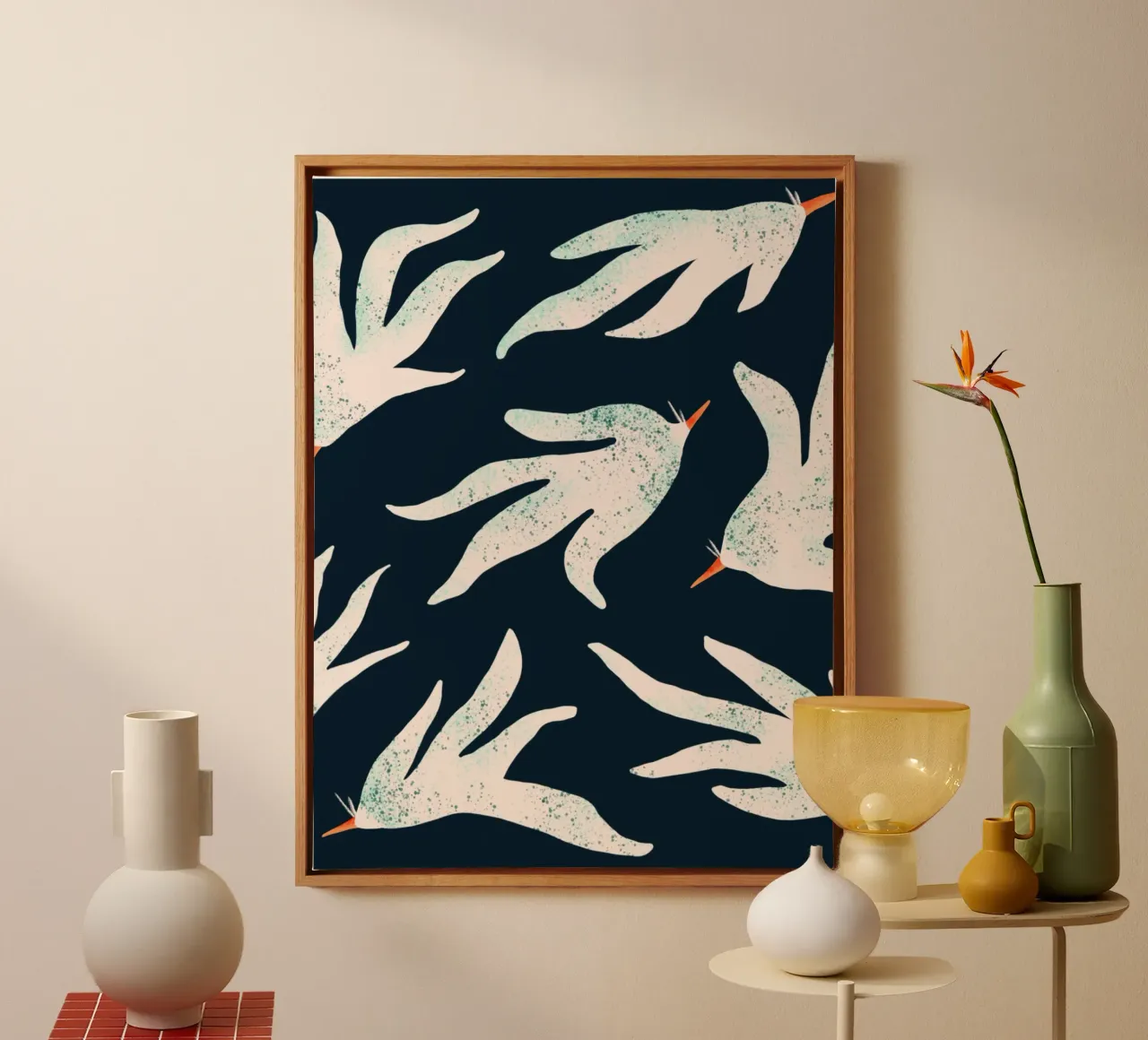 Free floating birds tela con Cornice a cassetta da Studio Fiamma